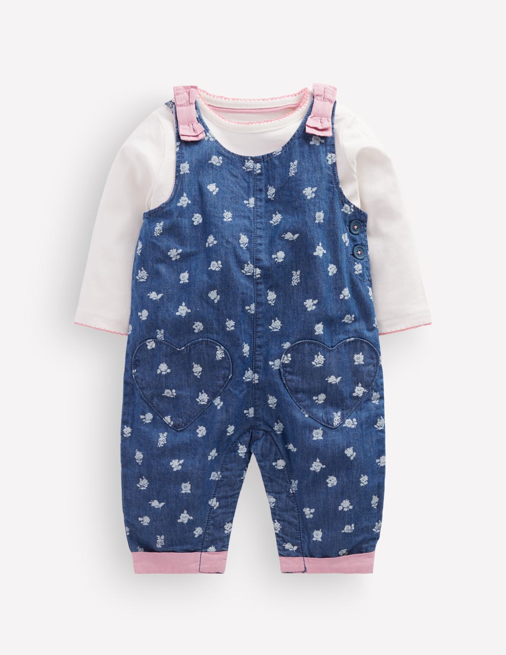 Woven Dungarees Set-Chambray Roses-1