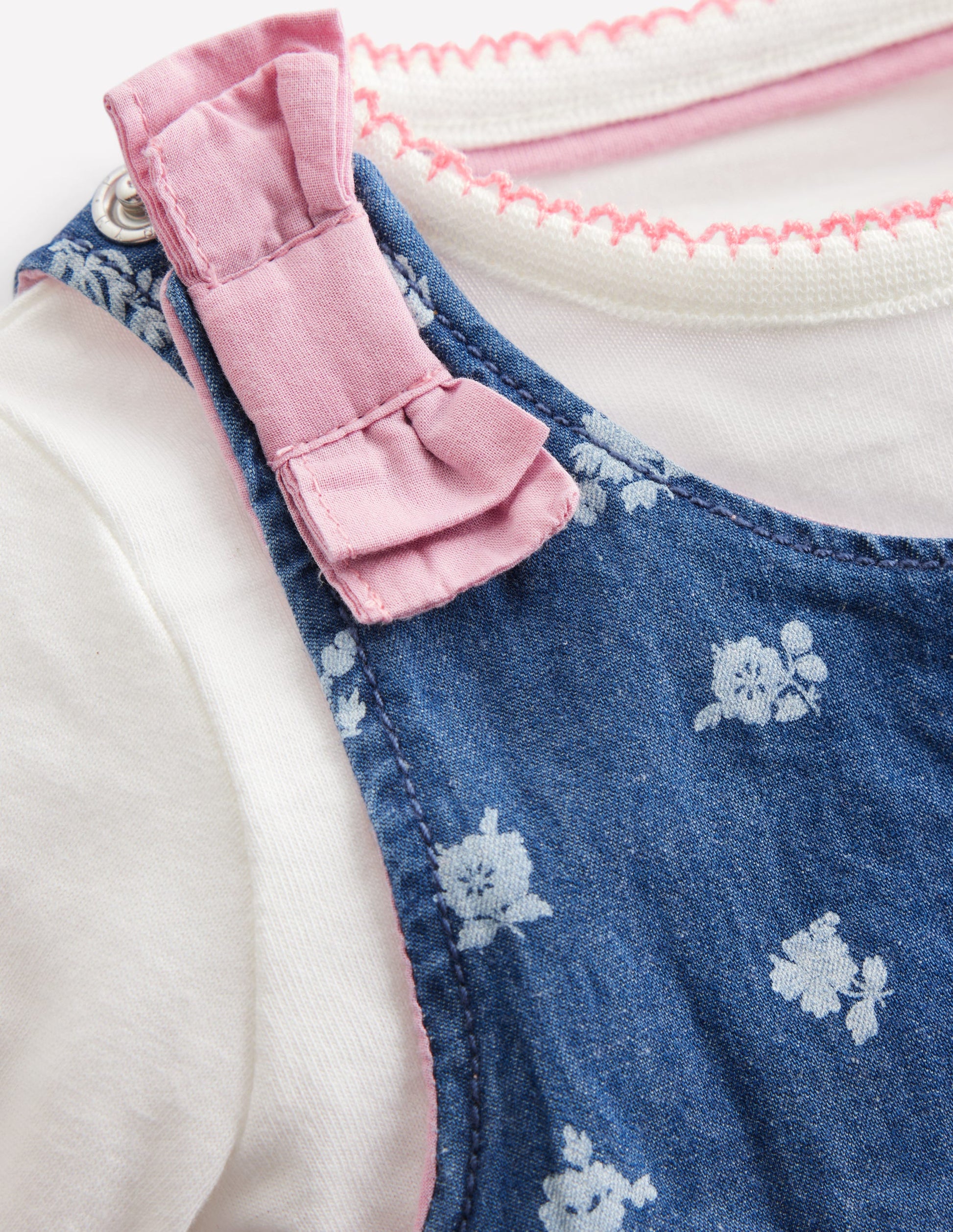 Woven Dungarees Set-Chambray Roses-3