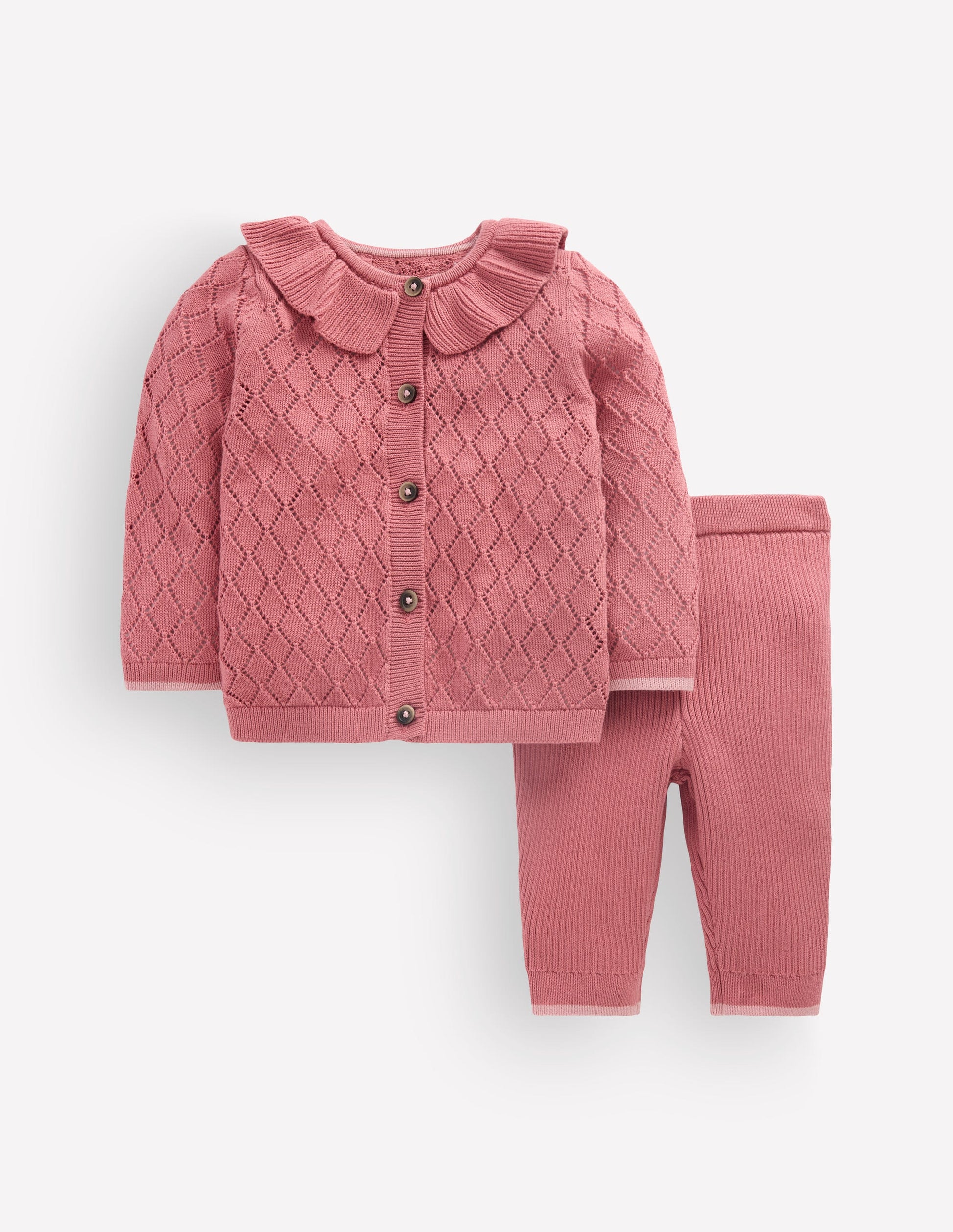 Pointelle Knitted Play Set-Vintage Rose-2