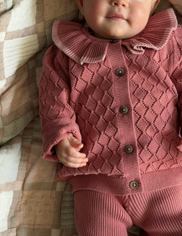 Pointelle Knitted Play Set-Vintage Rose
