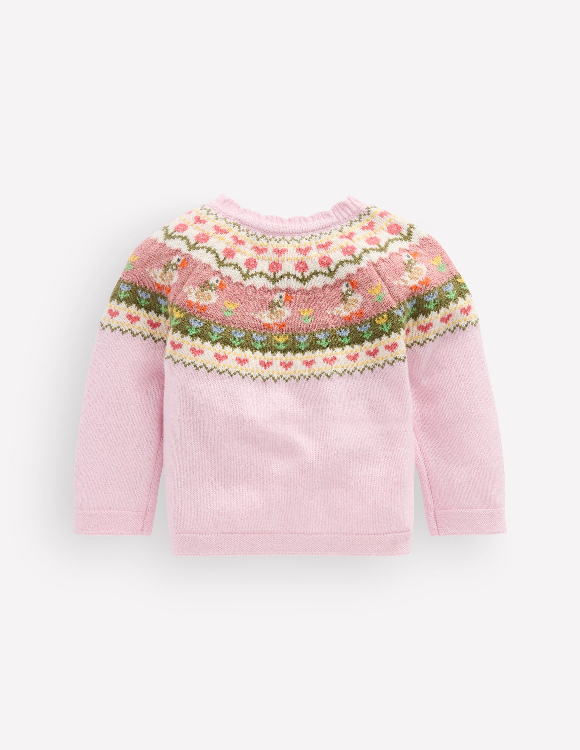 Fair Isle Cardigan-Chalk Pink Geese Fair Isle-2