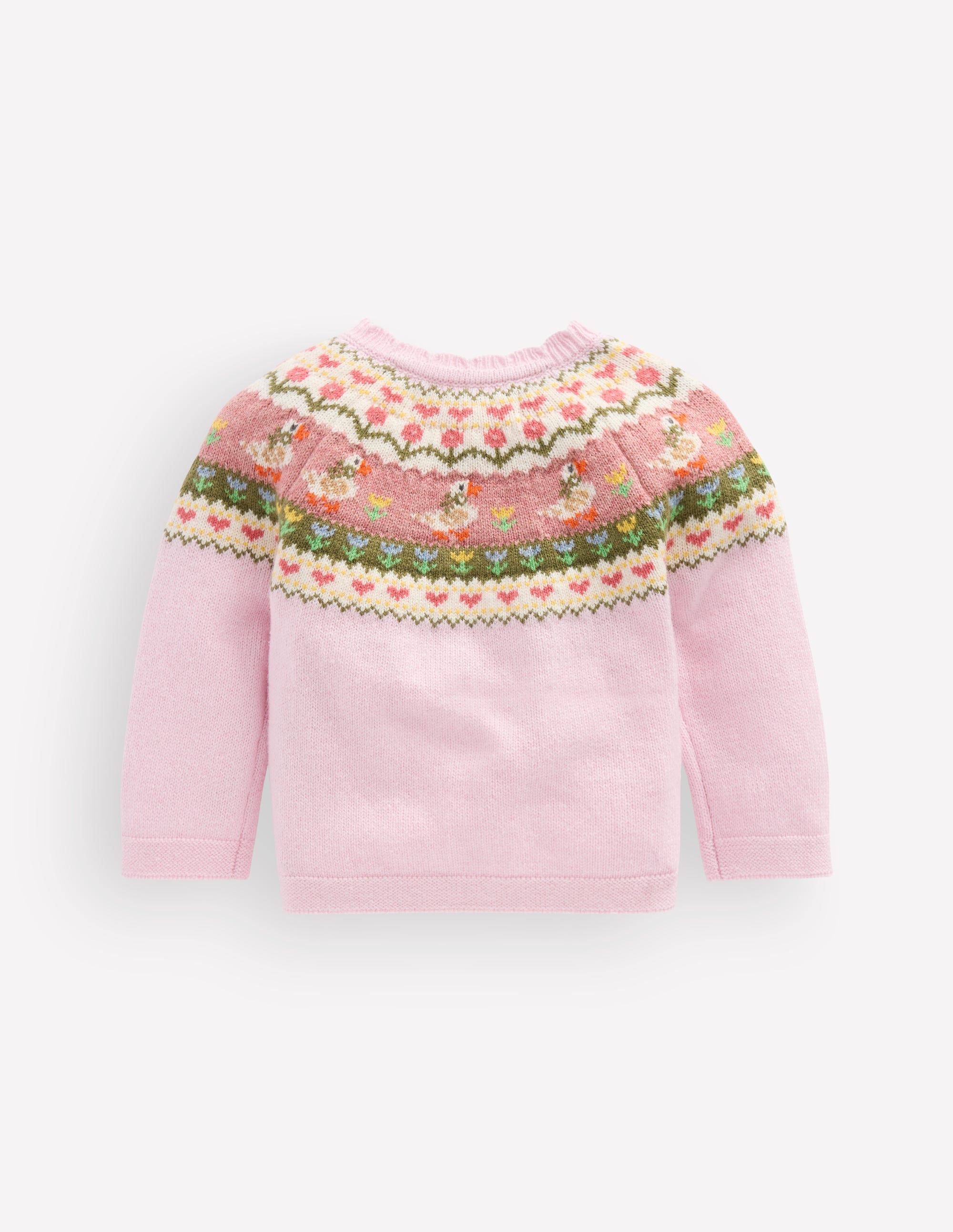 Fair Isle Cardigan-Chalk Pink Geese Fair Isle - Image 2