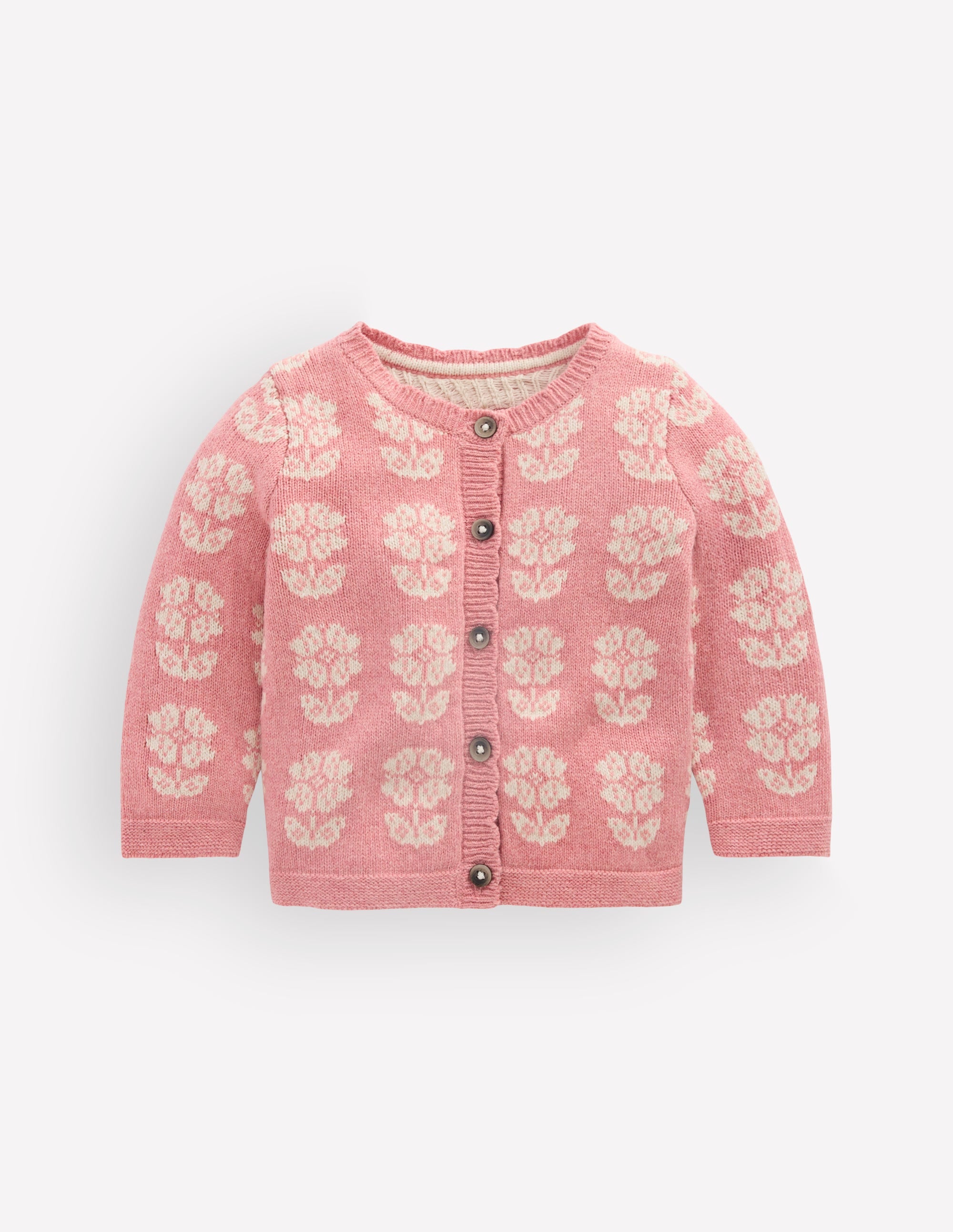 Fair Isle Cardigan-Pink Heather Marl - Image 2