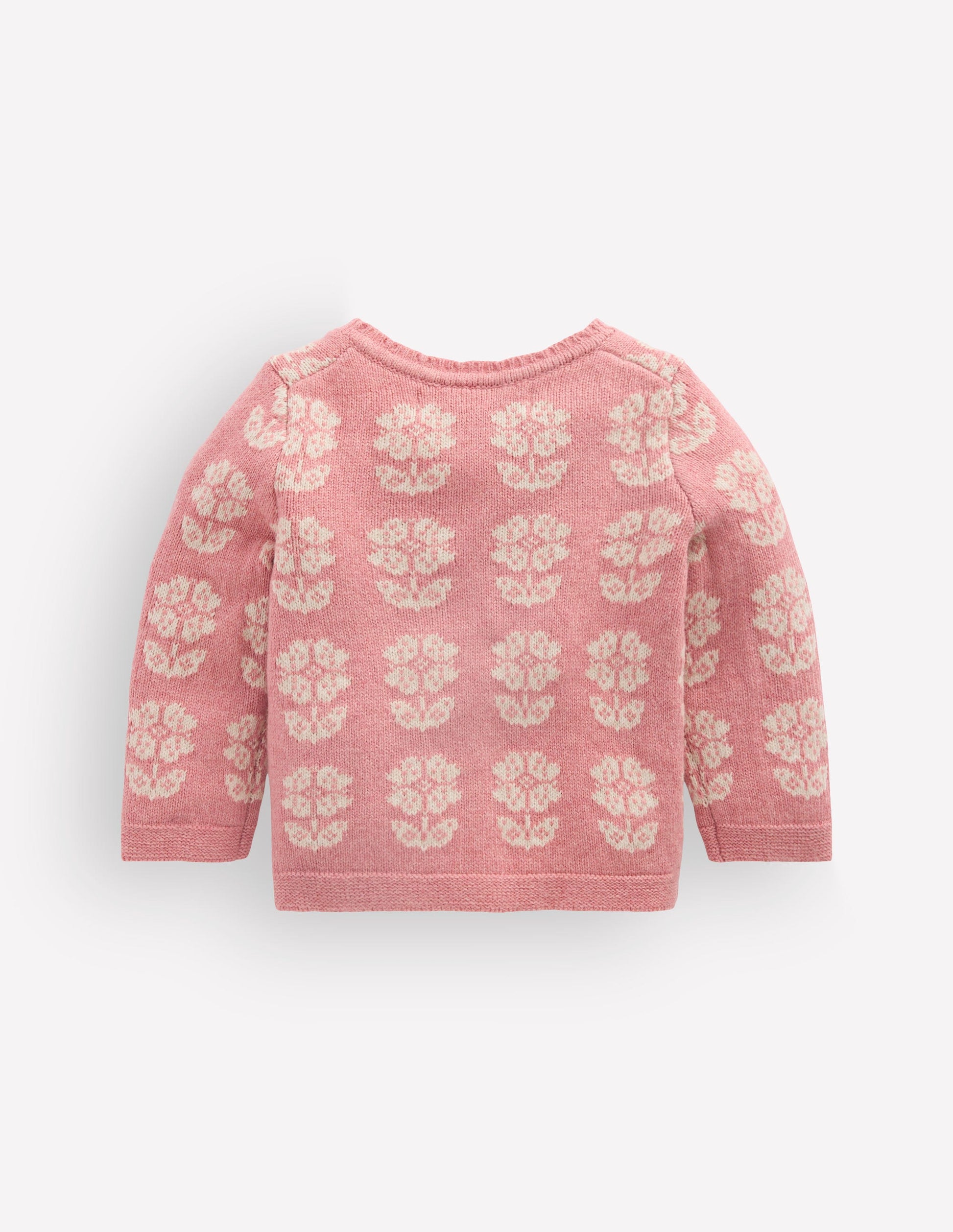 Fair Isle Cardigan-Pink Heather Marl-3