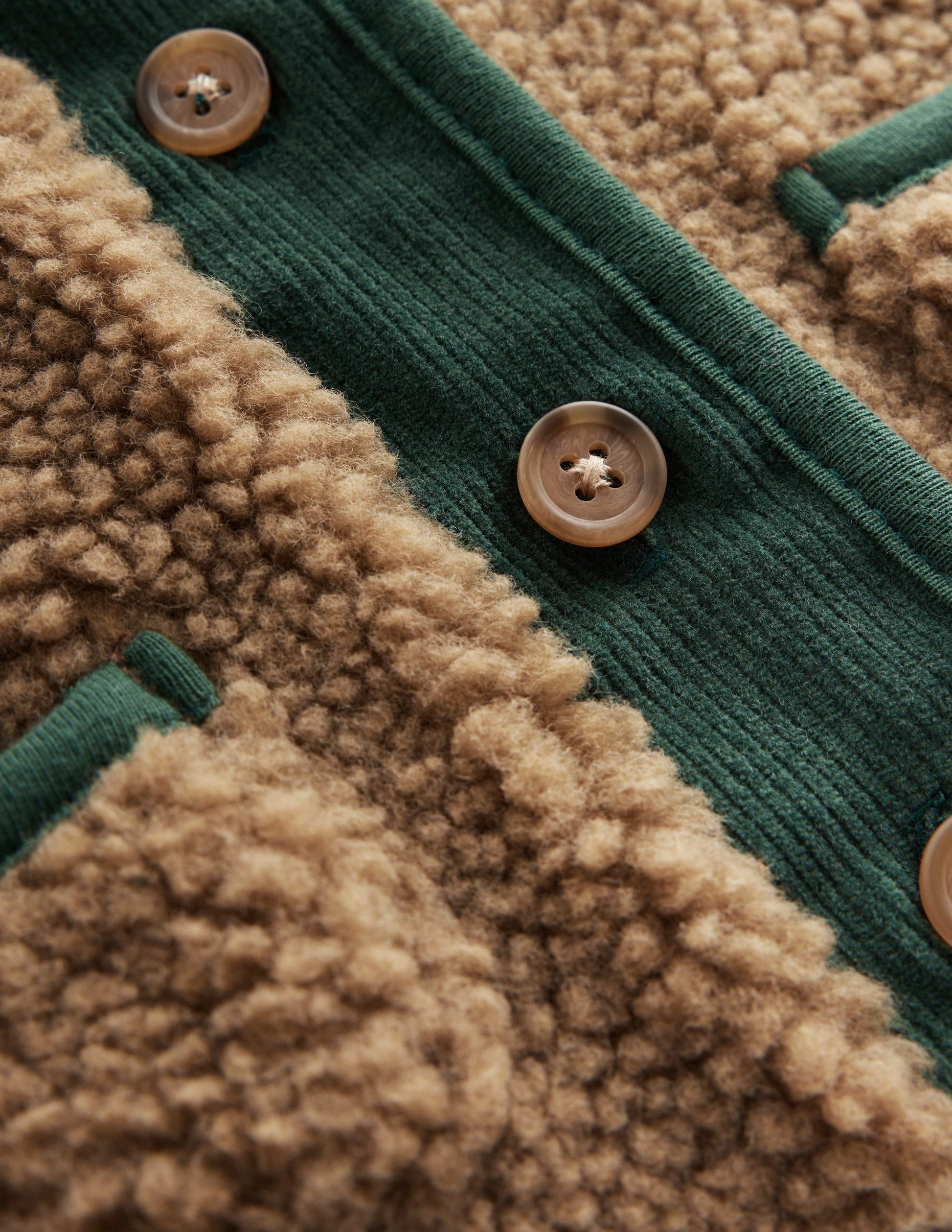 Plain Borg Gilet-Brown and Dark Green-3