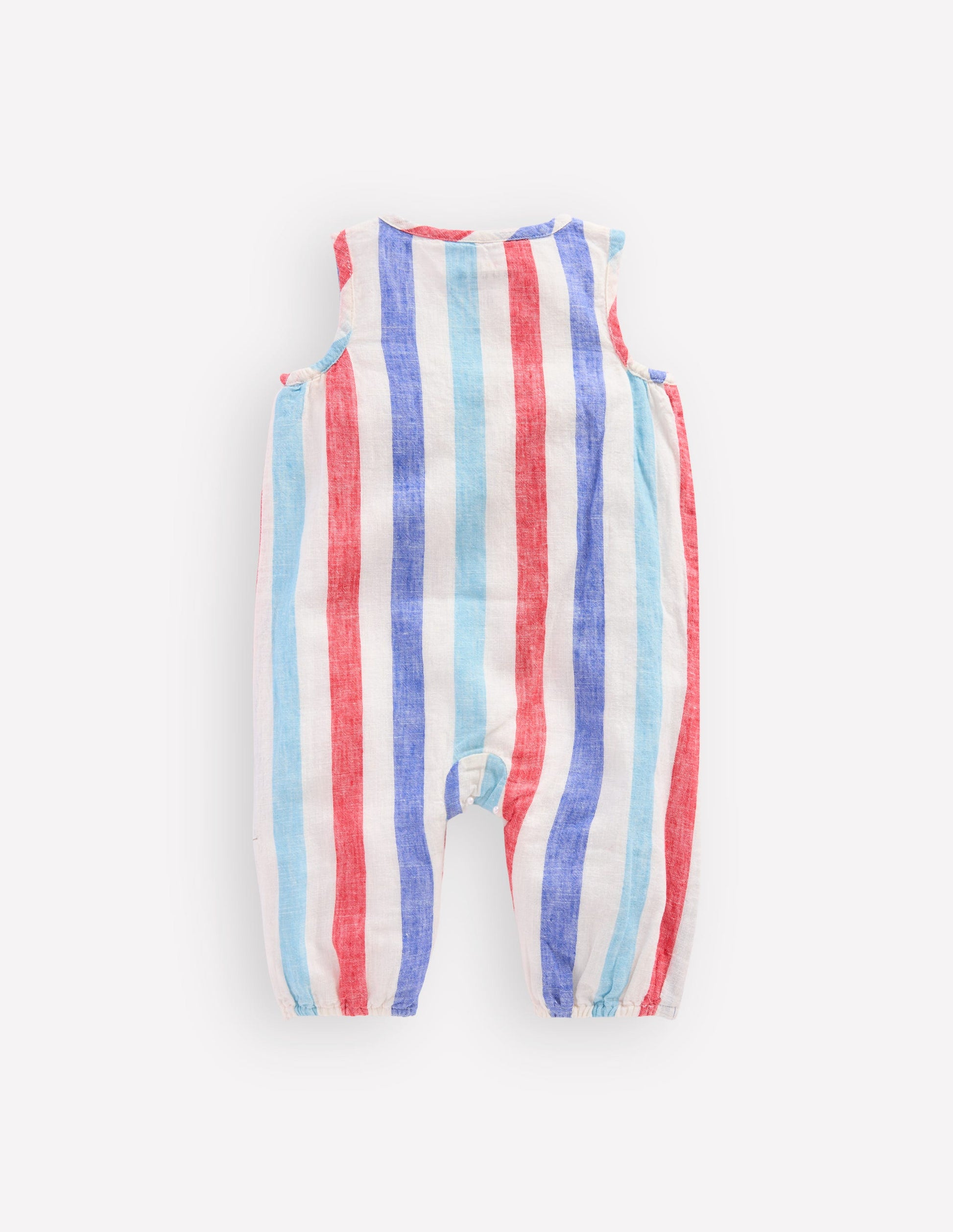 Button Down Romper-Red and Blue Multi Stripe-3