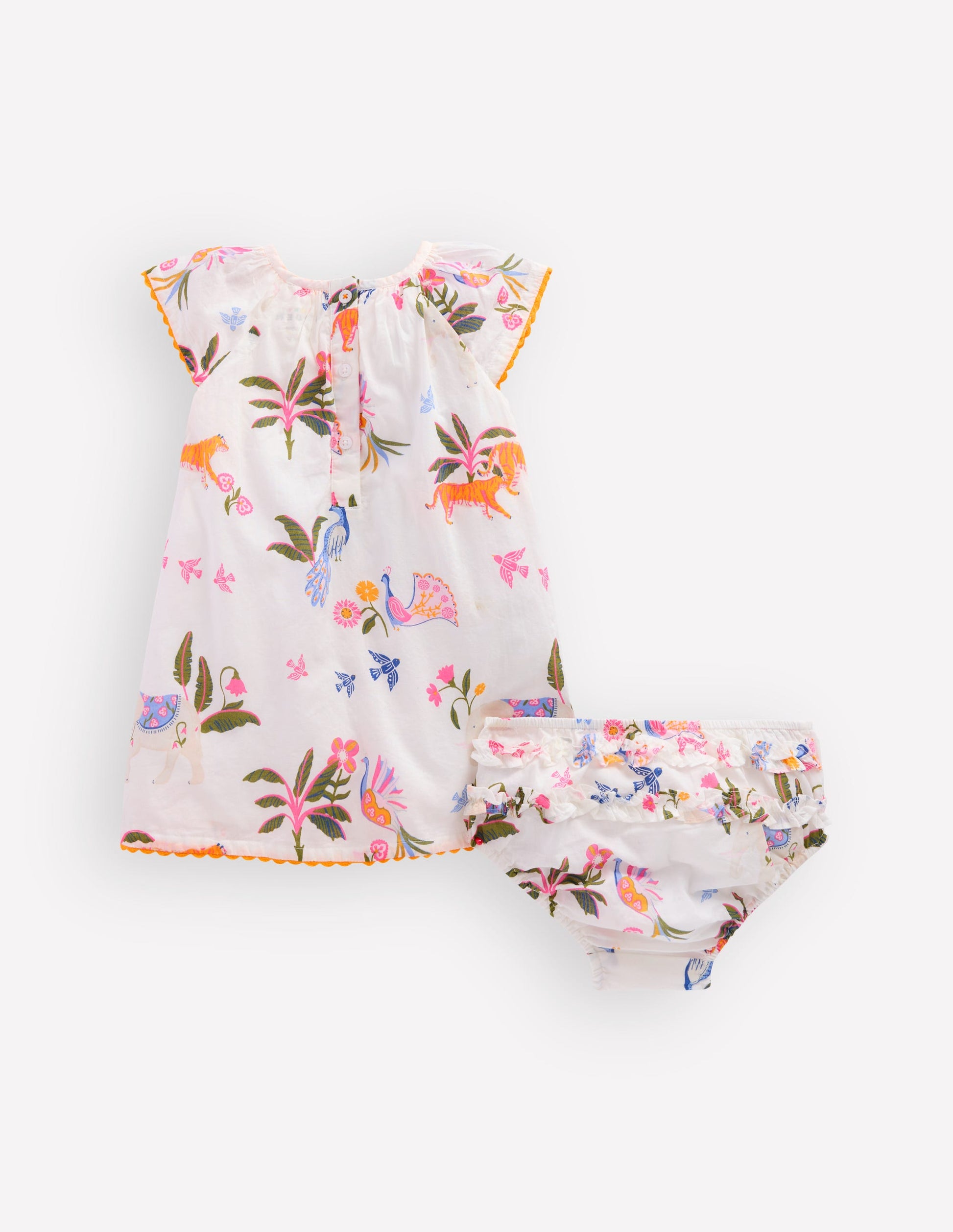 Floaty Shirred Dress-Ivory Jungle Animals-3