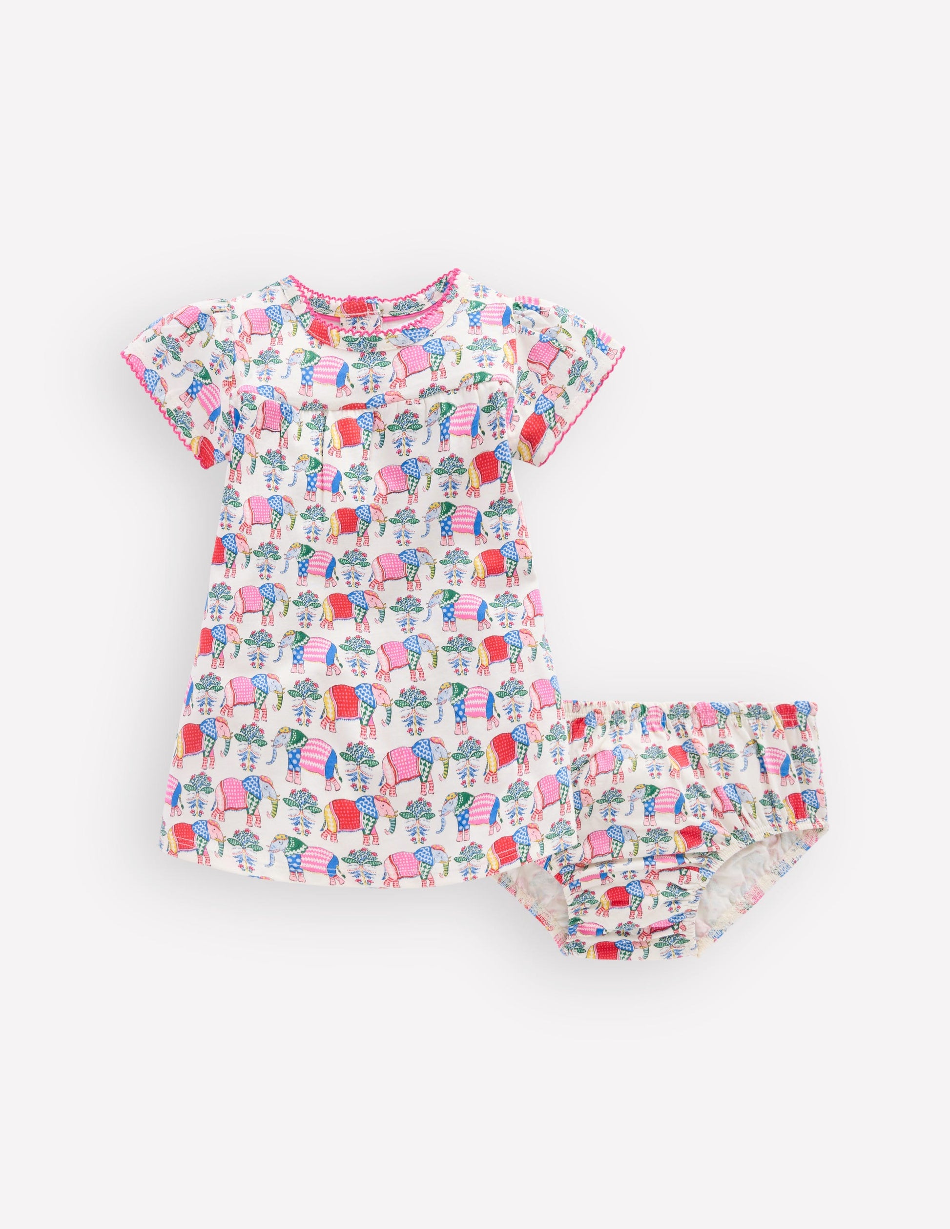 Gathered Jersey Dress-Multi Small Elephant-1