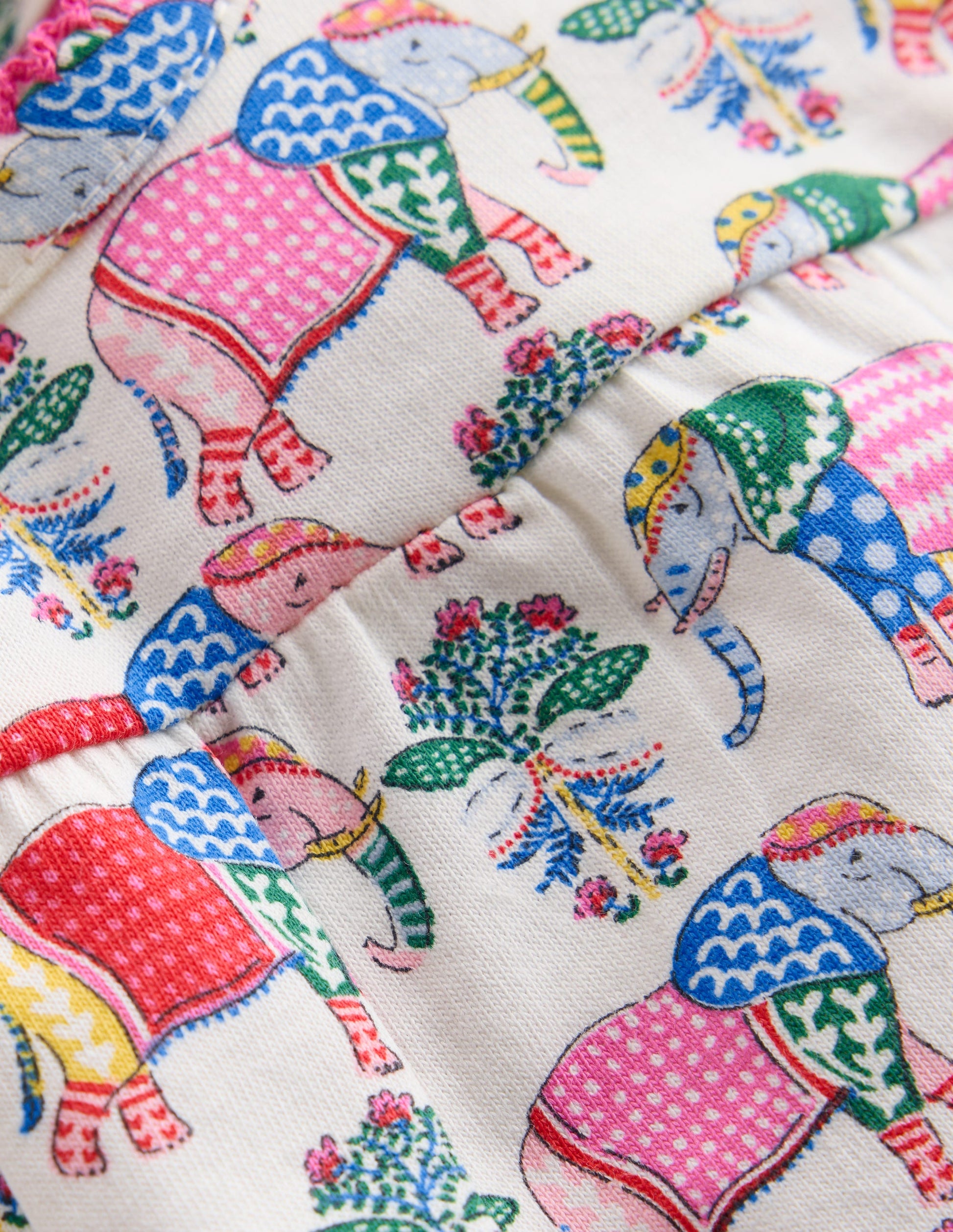 Gathered Jersey Dress-Multi Small Elephant-3
