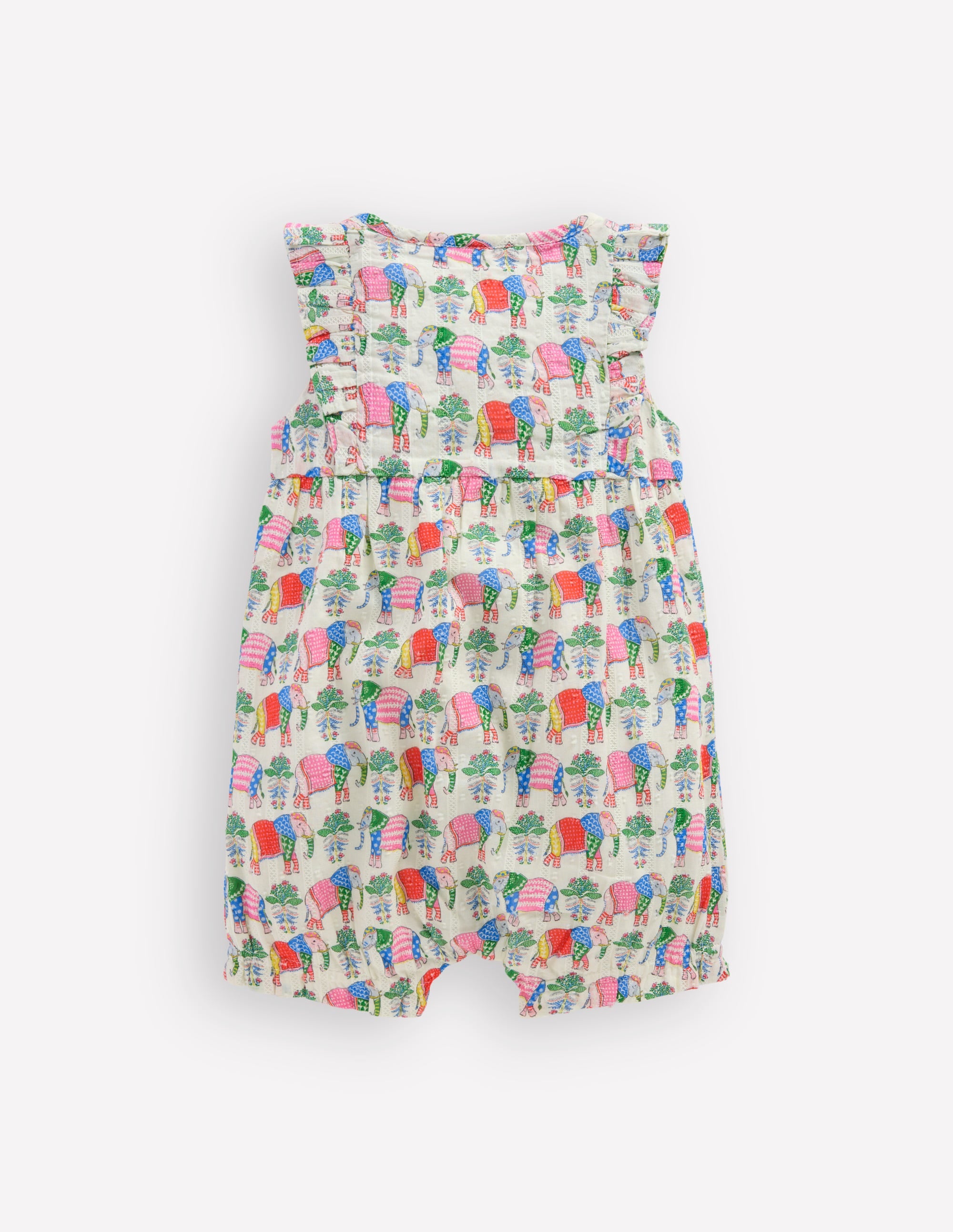 Short Frill Bubble Romper-Multi Elephant Woodblock - Image 2