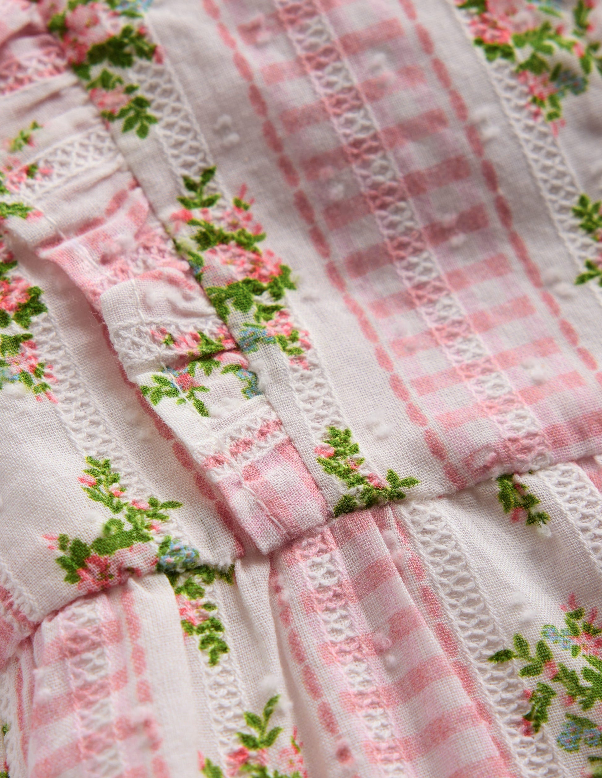 Short Frill Bubble Romper-Pink Gingham Floral-3