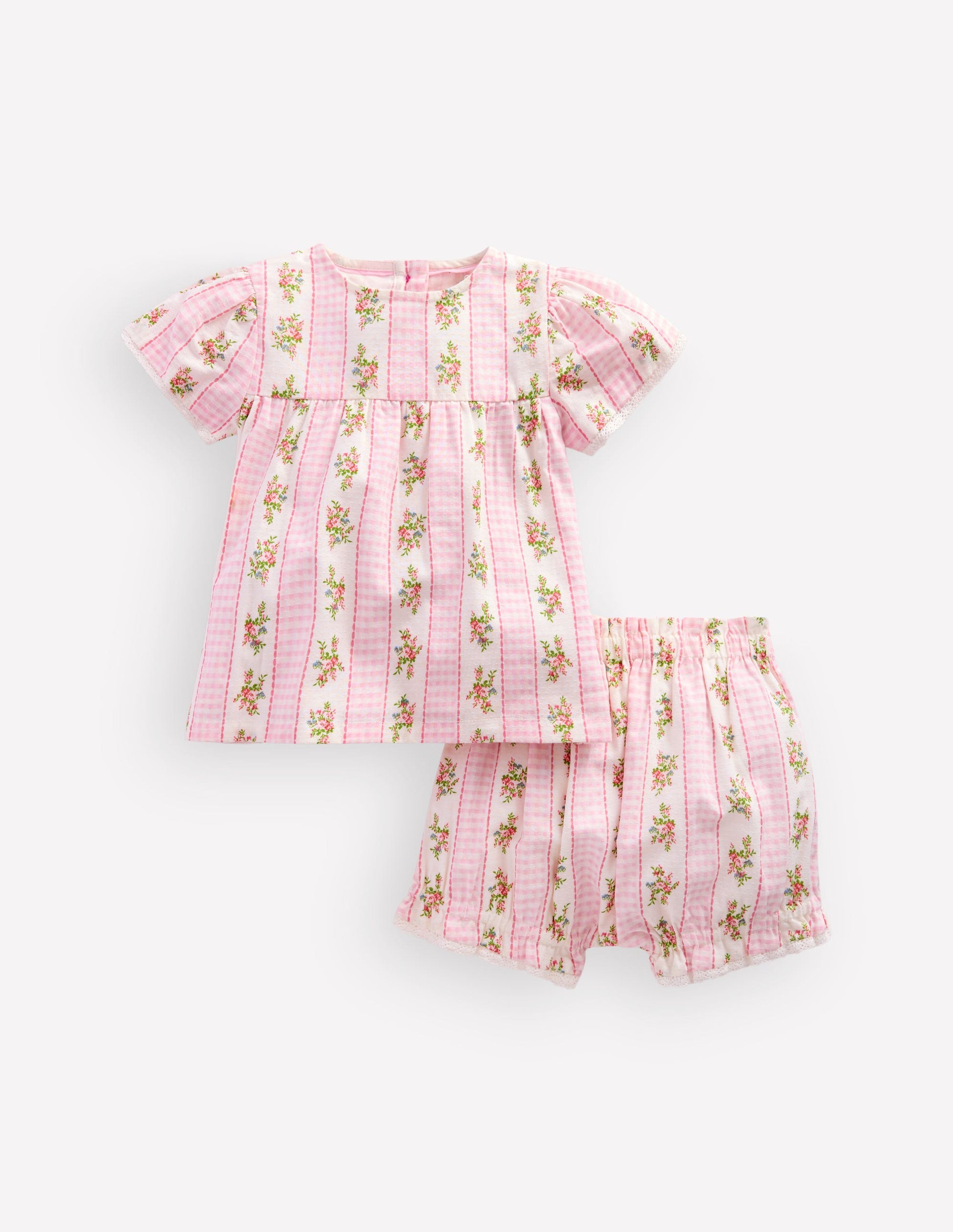 Woven Bloomers Play Set-Pink Gingham Floral-1