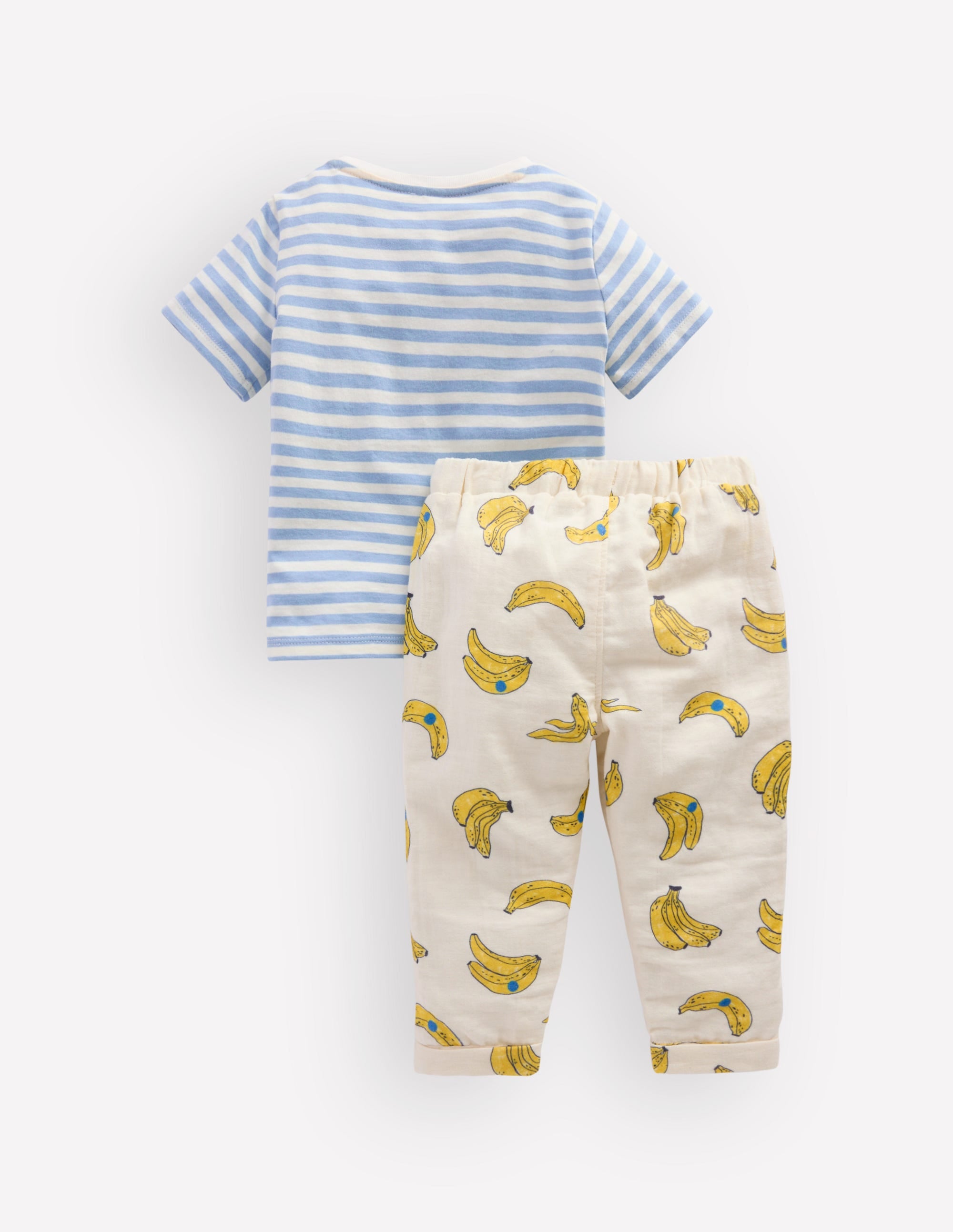 Logo Jersey Woven Play Set-Ivory and Blue Stripe Bananas - Image 2