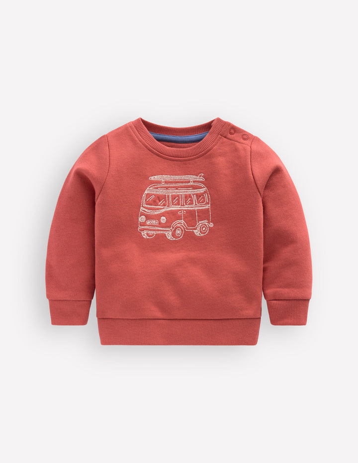 Chain Stitch Sweatshirt-Jam Red Campervan