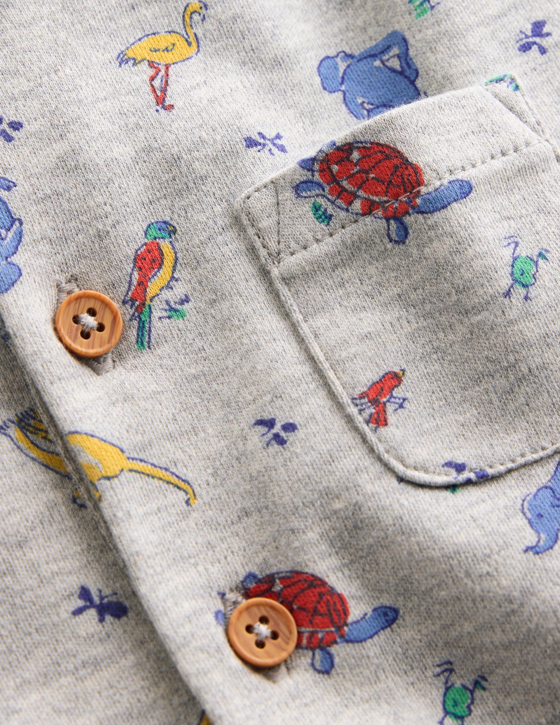 Short Sleeve Jersey Romper-Grey Marl Jungle Animals-3