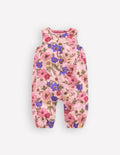Girls Button Down Romper-Mid Pink Floral