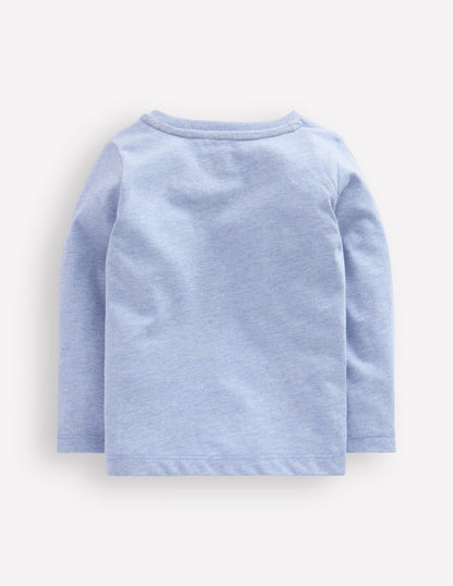 Long Sleeve Applique T-Shirt-Light Blue Dippy Egg-2