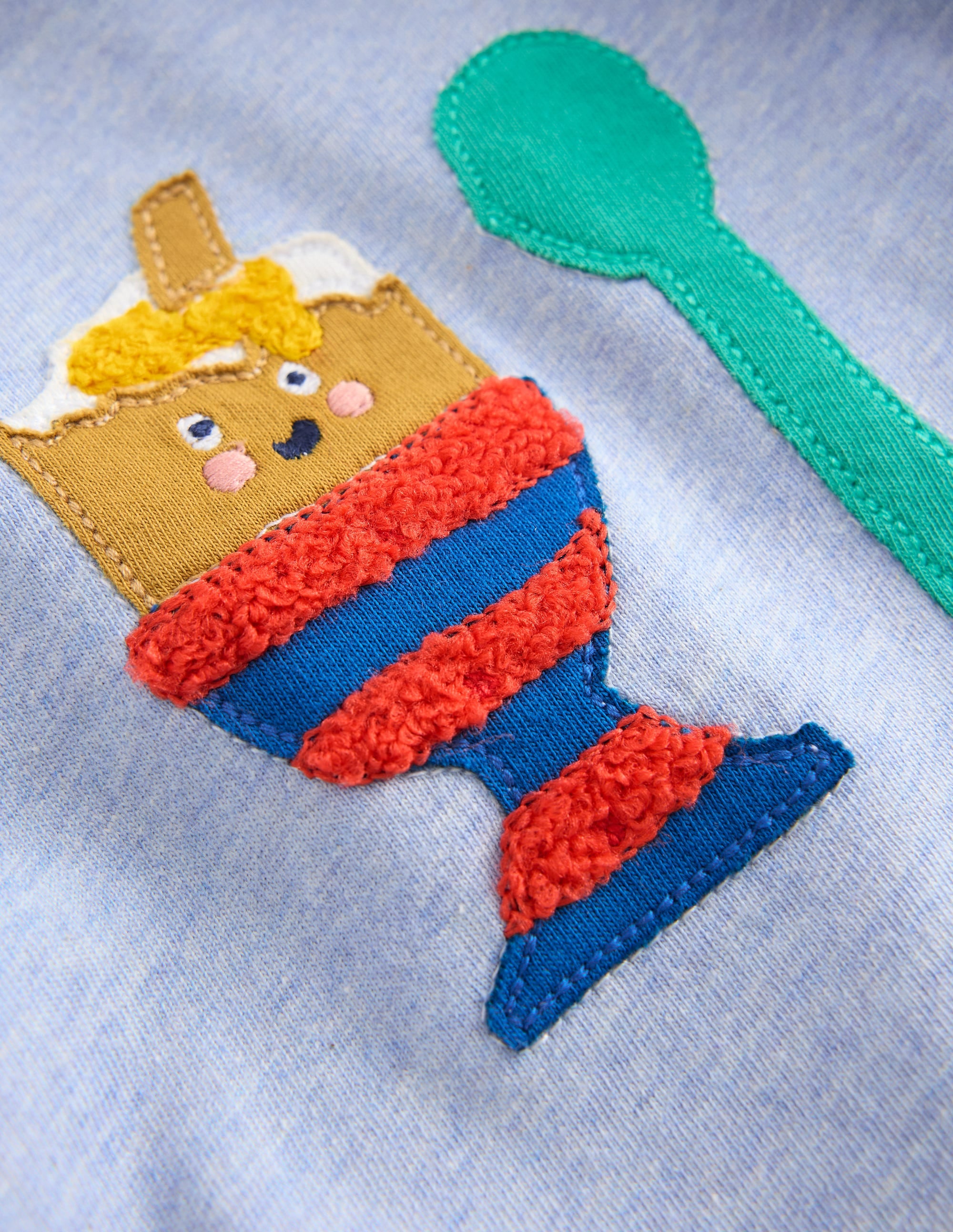 Long Sleeve Appliqué T-shirt-Light Blue Dippy Egg - Image 3