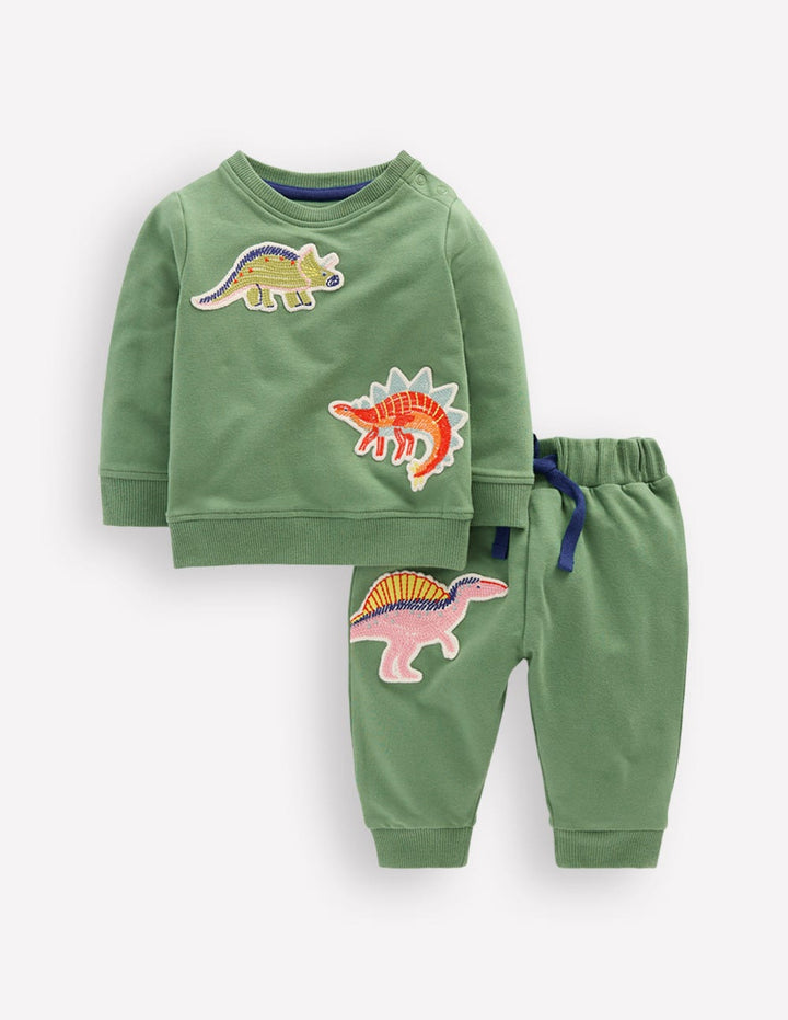 Sweatshirt Play Set-Sage Green Dinos