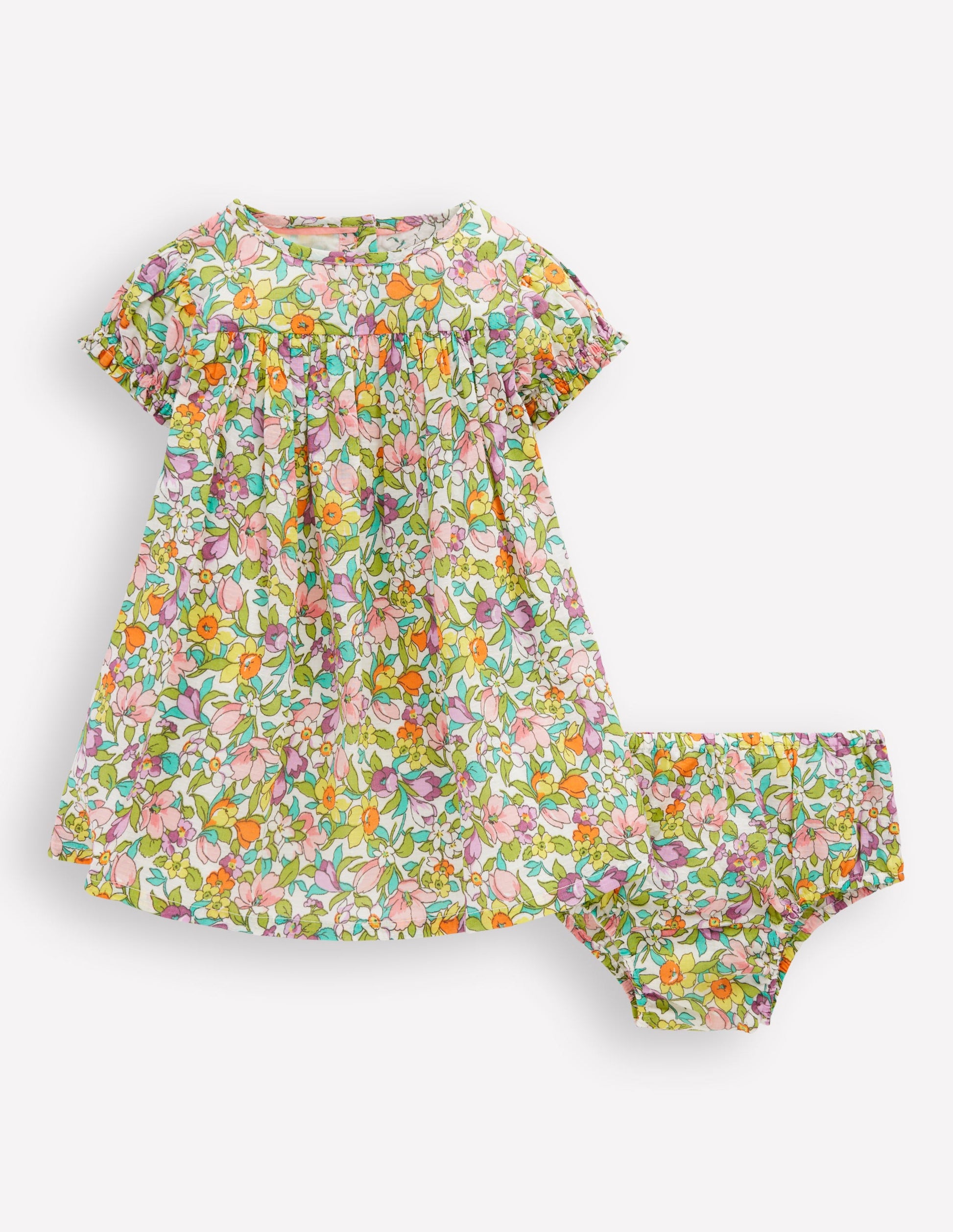 Gathered Woven Dress-Multi Florabunda-1