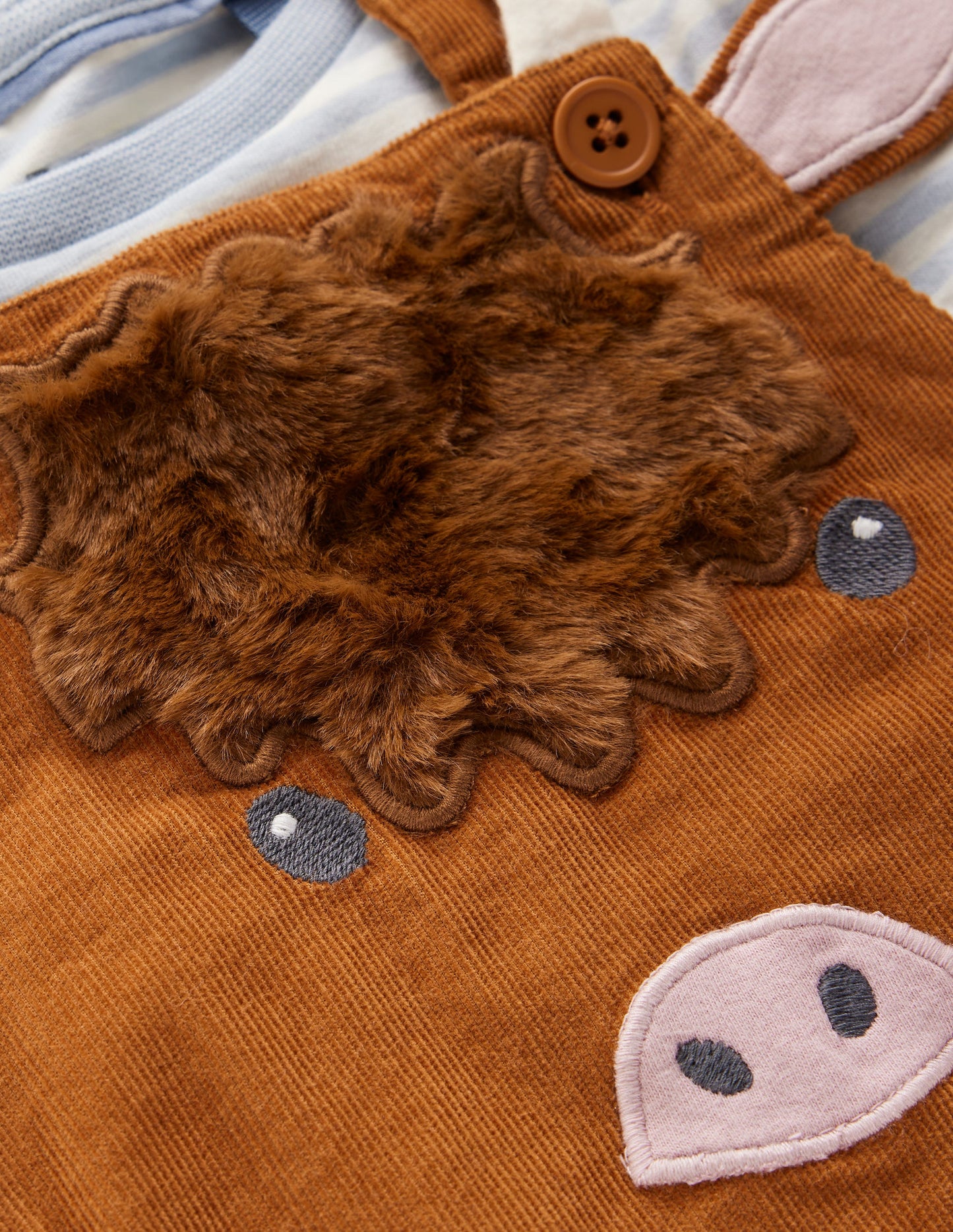 Novelty Cord Dungarees Set-Brown Highland Cow