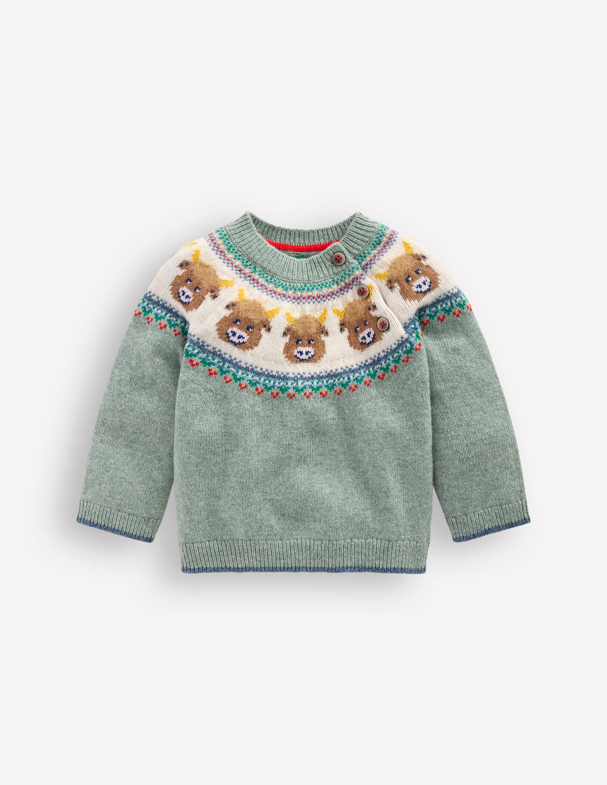 Fair isle Jumper-Csarite Green Highland Cow - Image 1