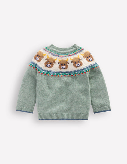 Fair isle Jumper-Csarite Green Highland Cow-2