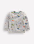 Printed Sweatshirt-Grey Marl Dinos