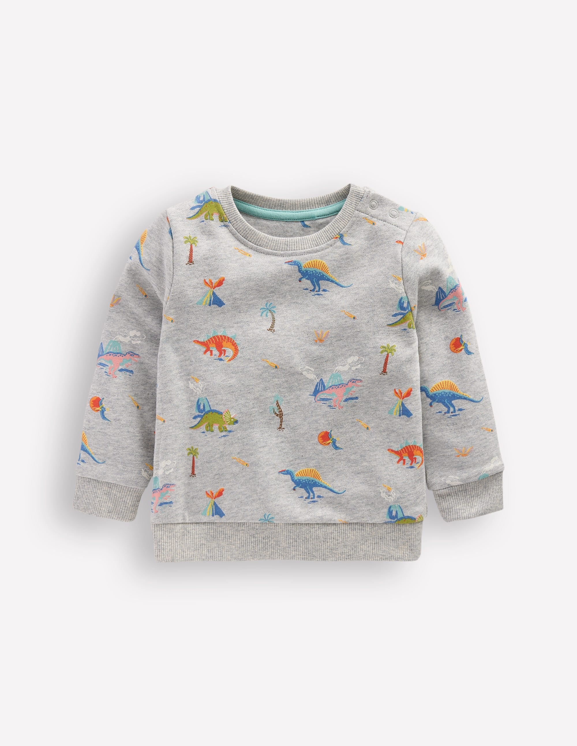 Printed Sweatshirt-Grey Marl Dinos - Image 1