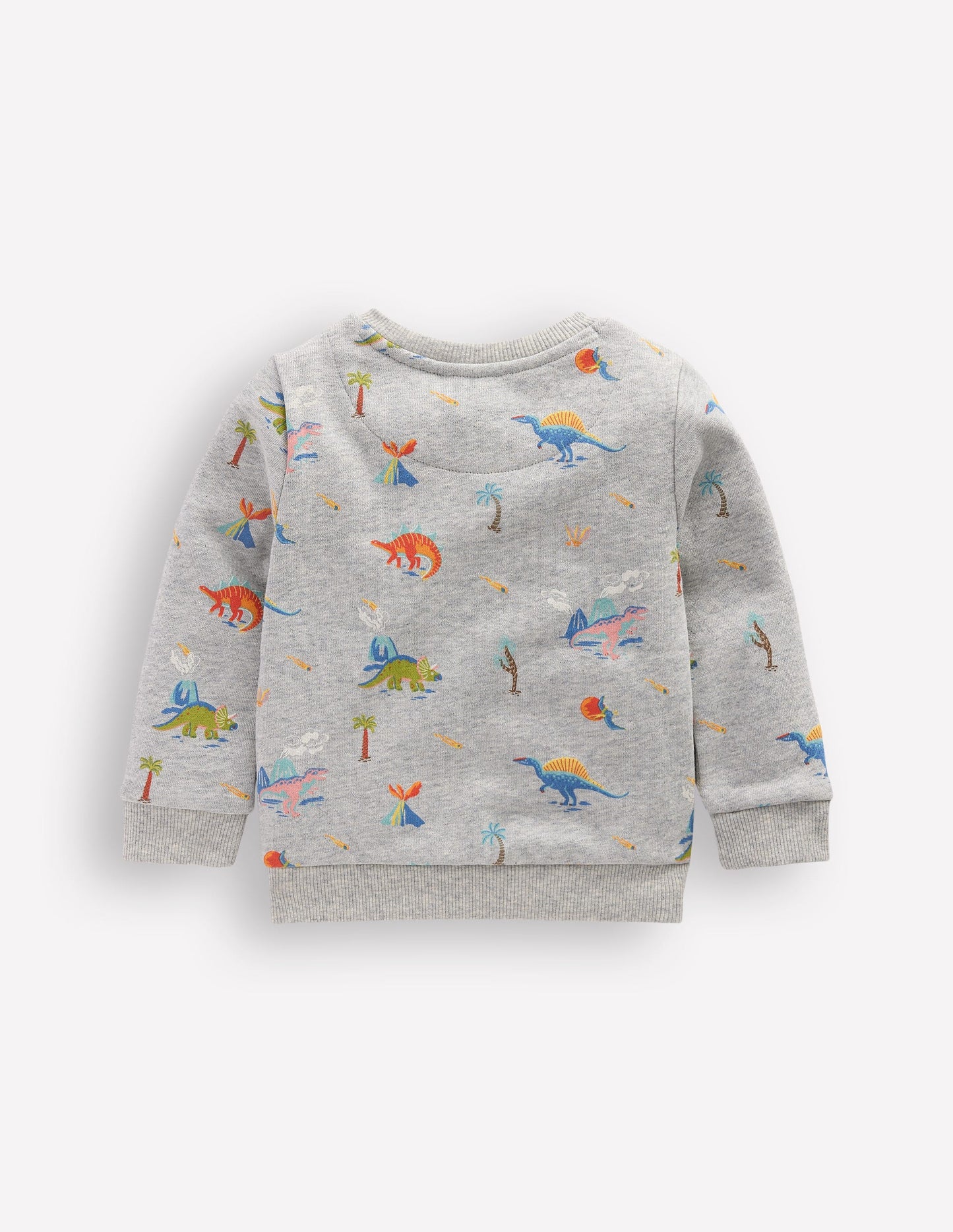 Printed Sweatshirt-Grey Marl Dinos