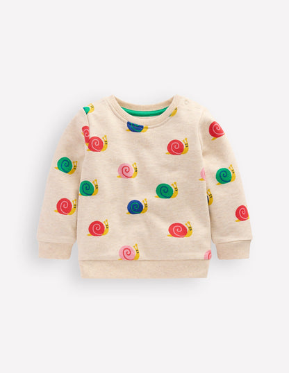 Printed Sweatshirt-Oatmeal Snail-1