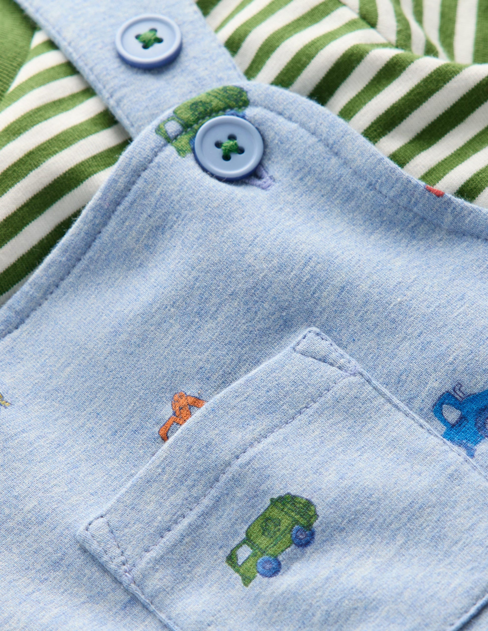 Jersey Dungaree Set-Blue Construction-3