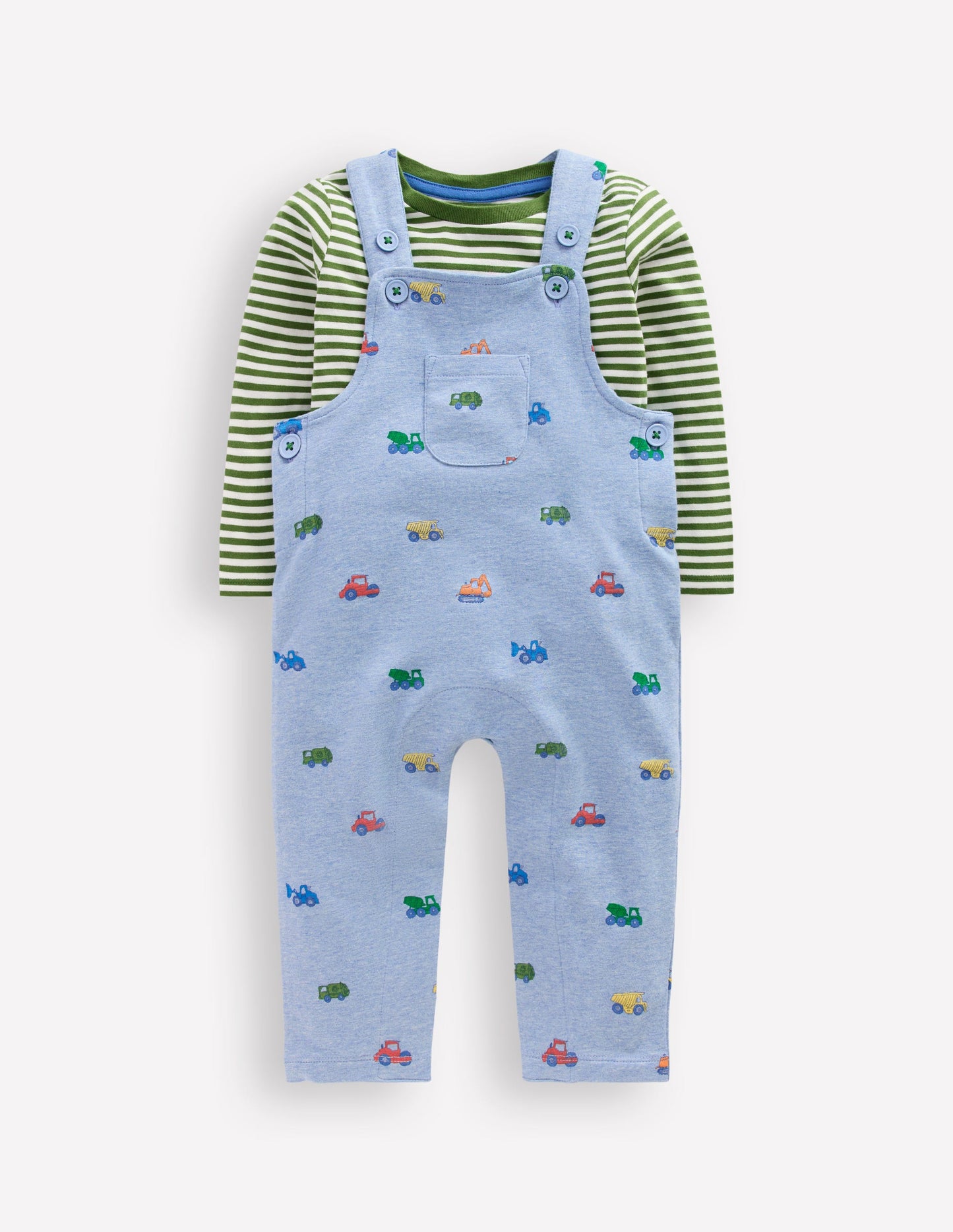 Jersey Dungaree Set-Blue Construction