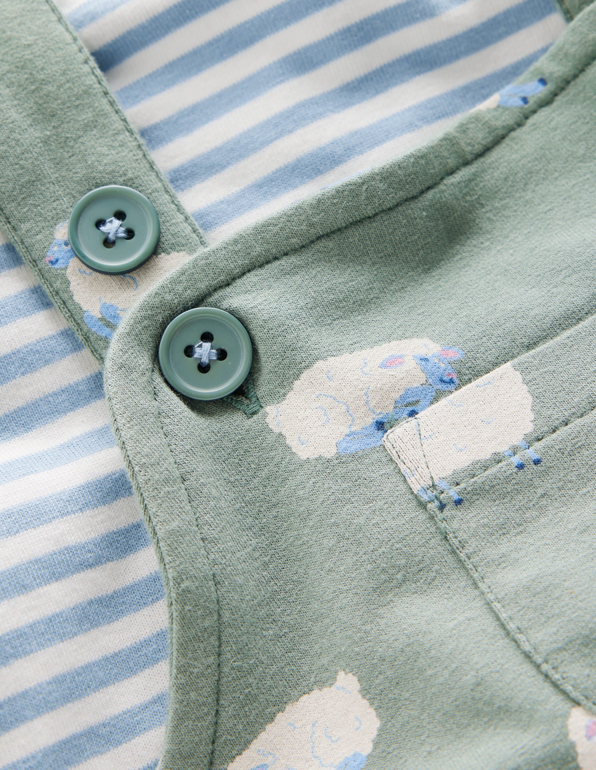 Jersey Dungaree Set-Green Sheep - Image 3
