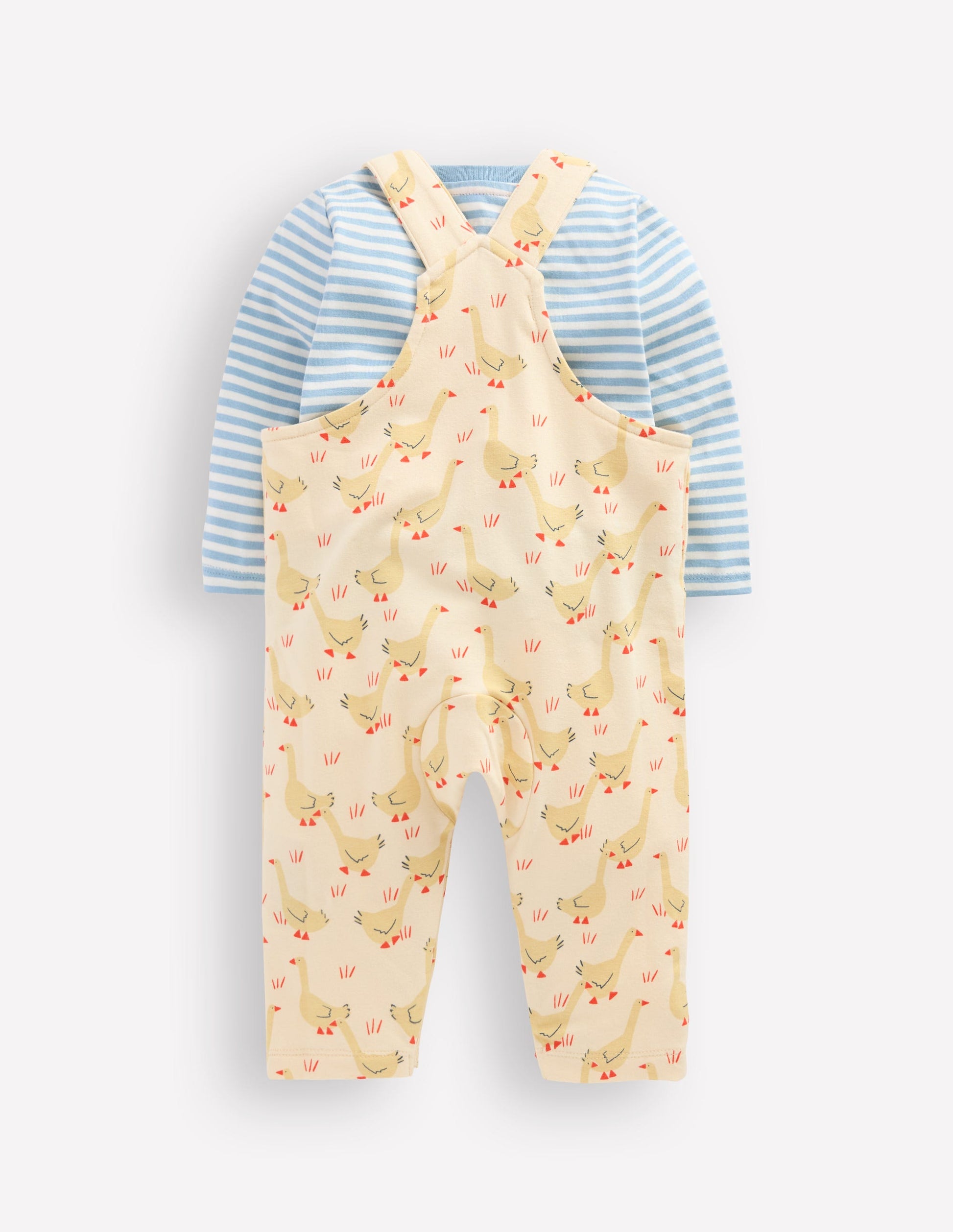 Jersey Dungaree Set-Ecru Geese-2