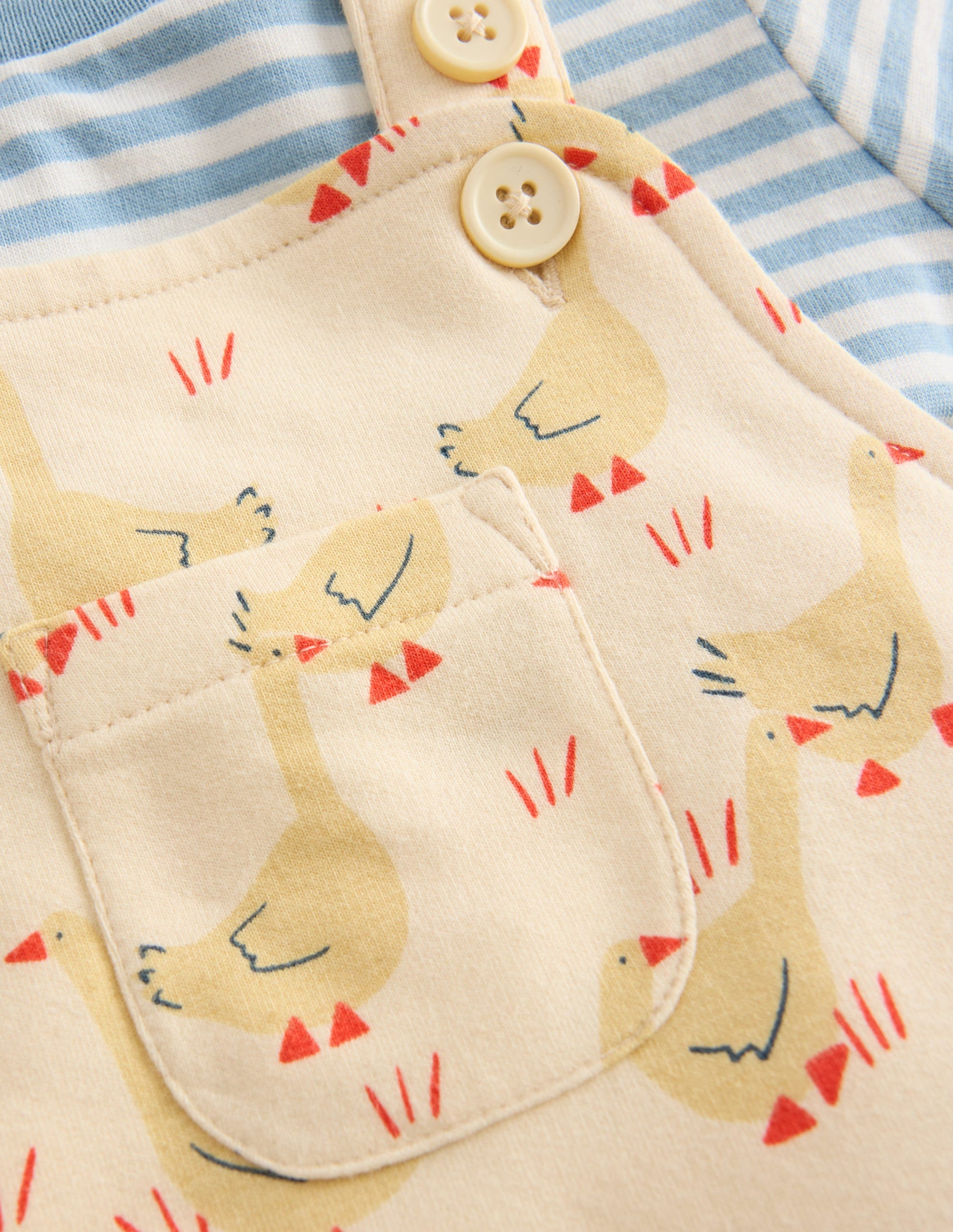 Jersey Dungaree Set-Ecru Geese-3