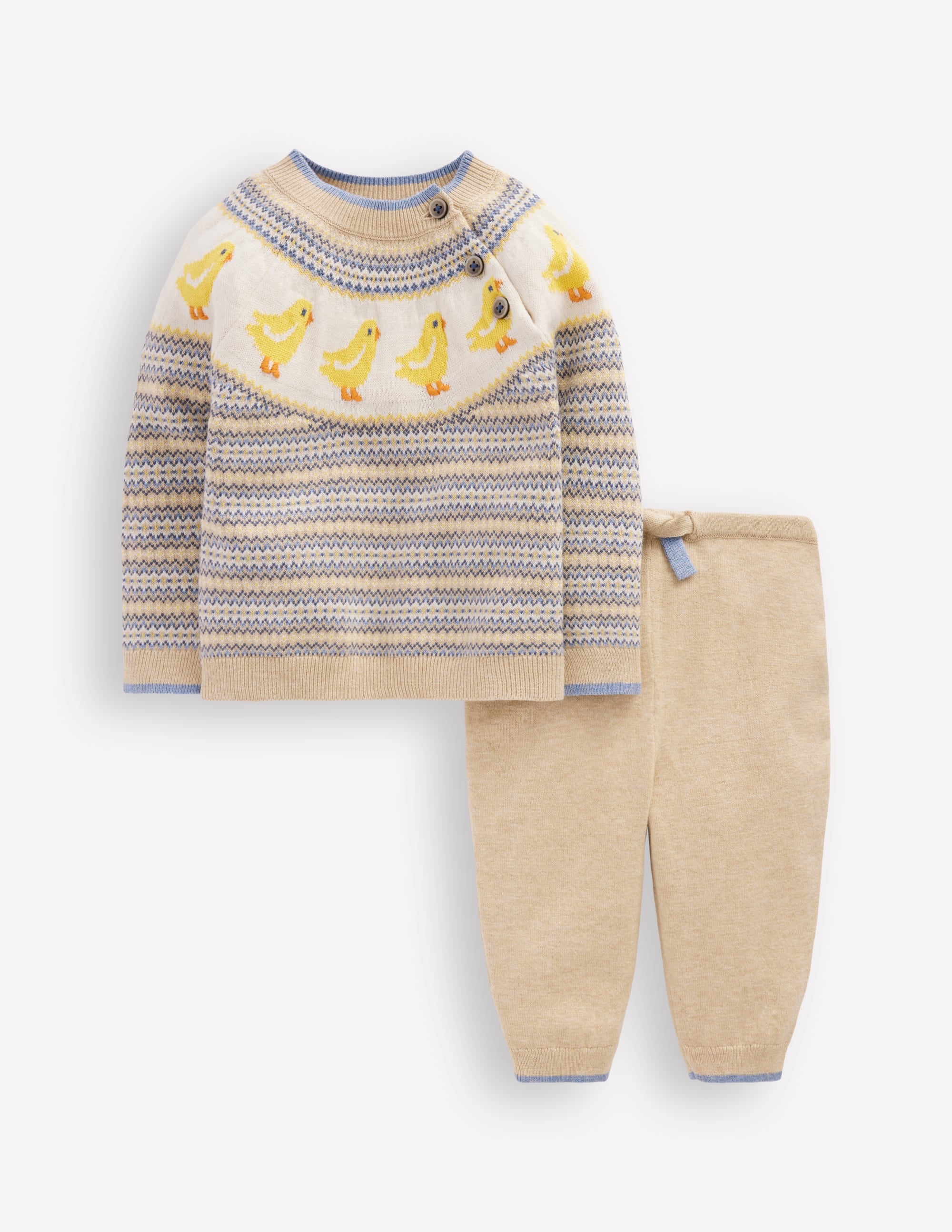 Fair Isle Knitted Play Set-Oatmeal Marl Chicks - Image 1