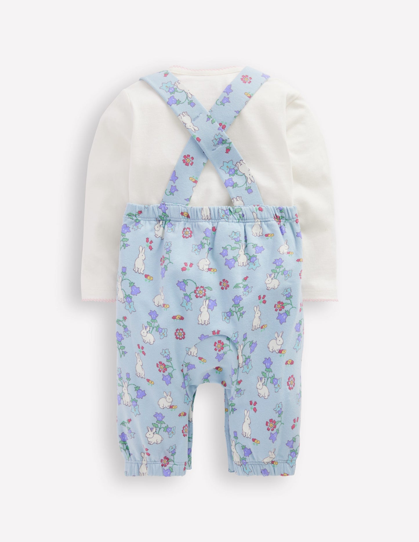 Jersey Dungaree Set-Misty Blue Bunny Floral