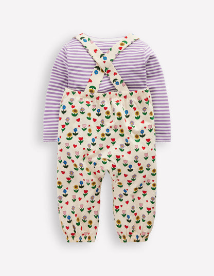 Jersey Dungaree Set-Multi Sunflower Garden-2