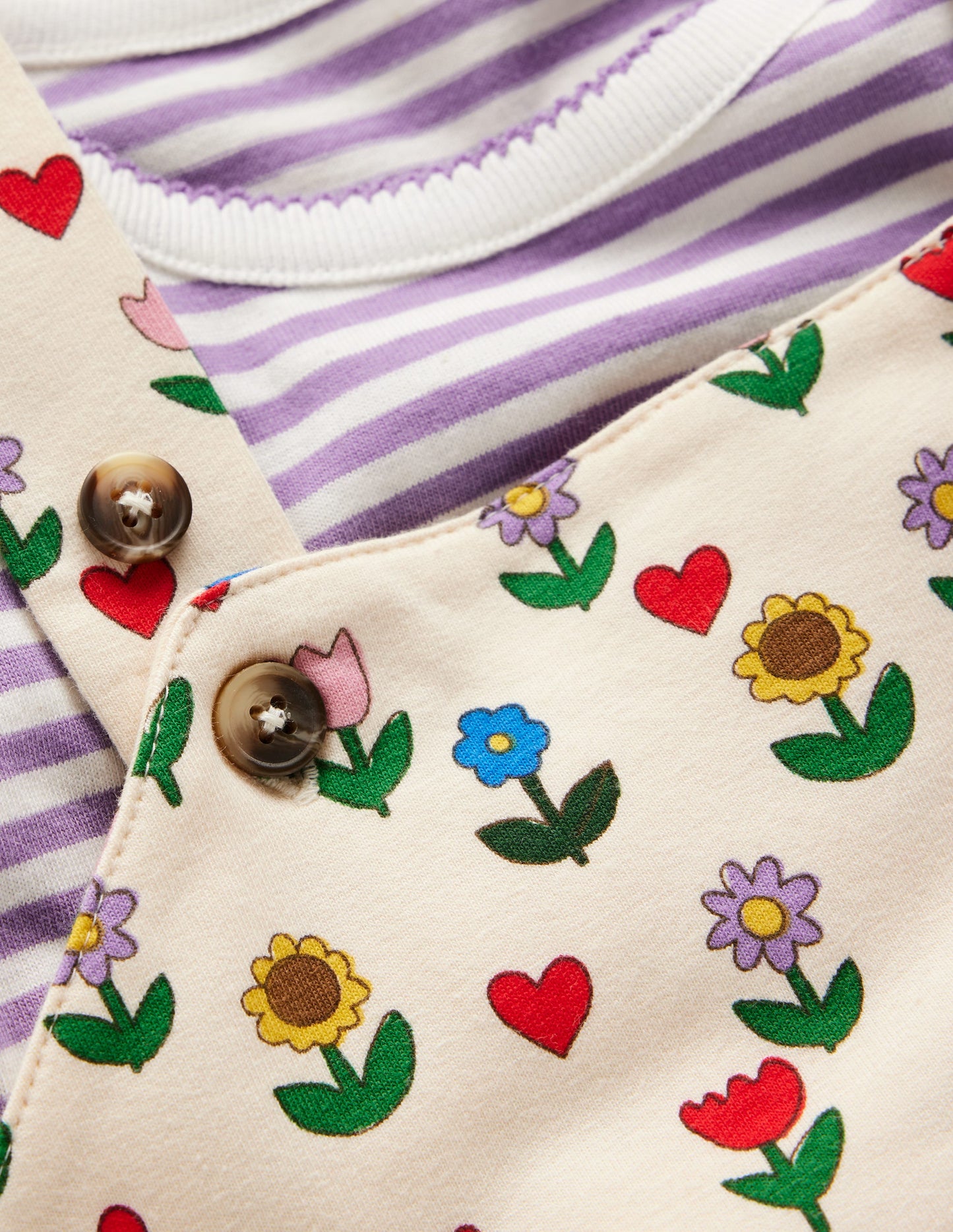 Jersey Dungaree Set-Multi Sunflower Garden