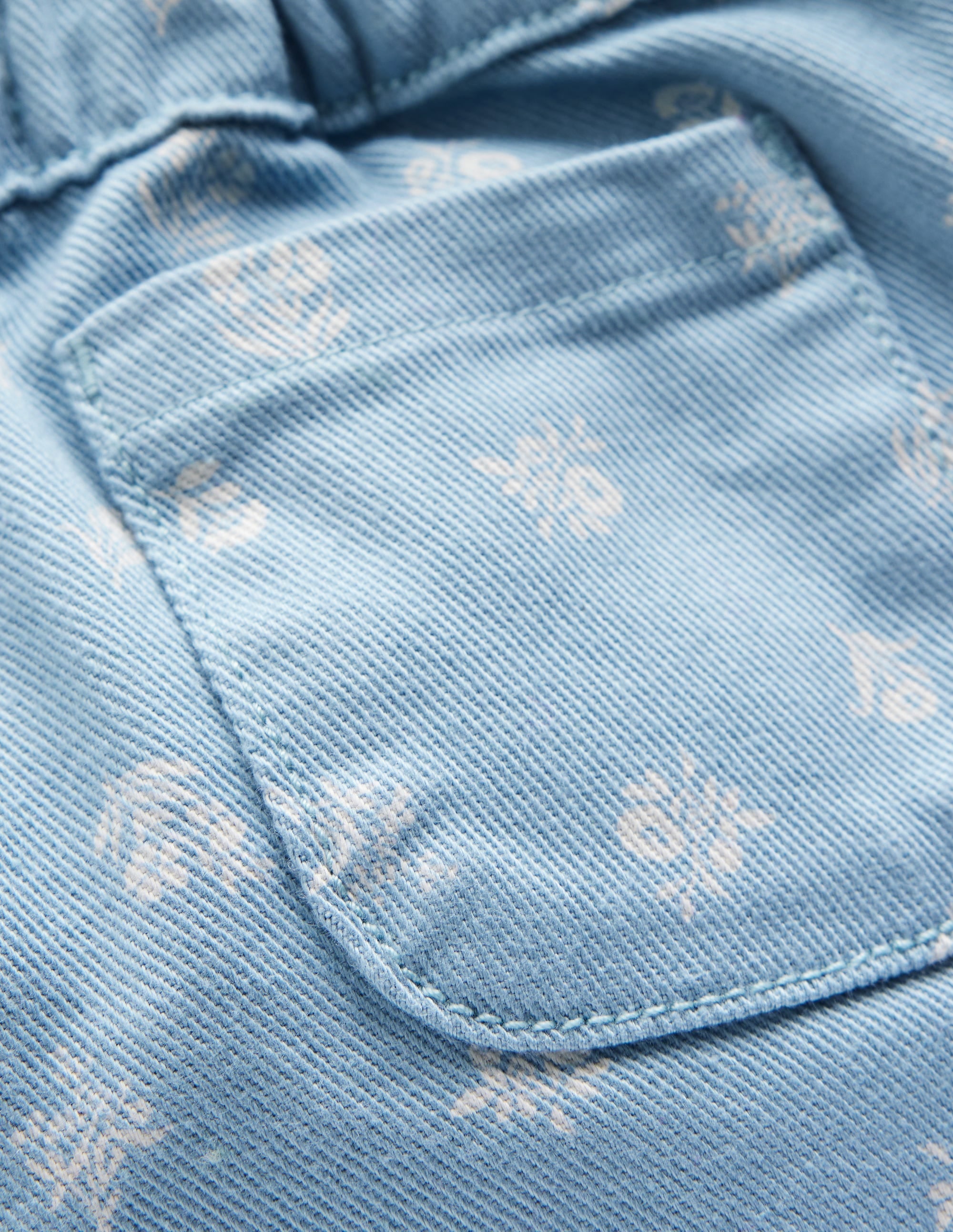 Cotton Pull-on Trousers-Blue Floral Print - Image 3