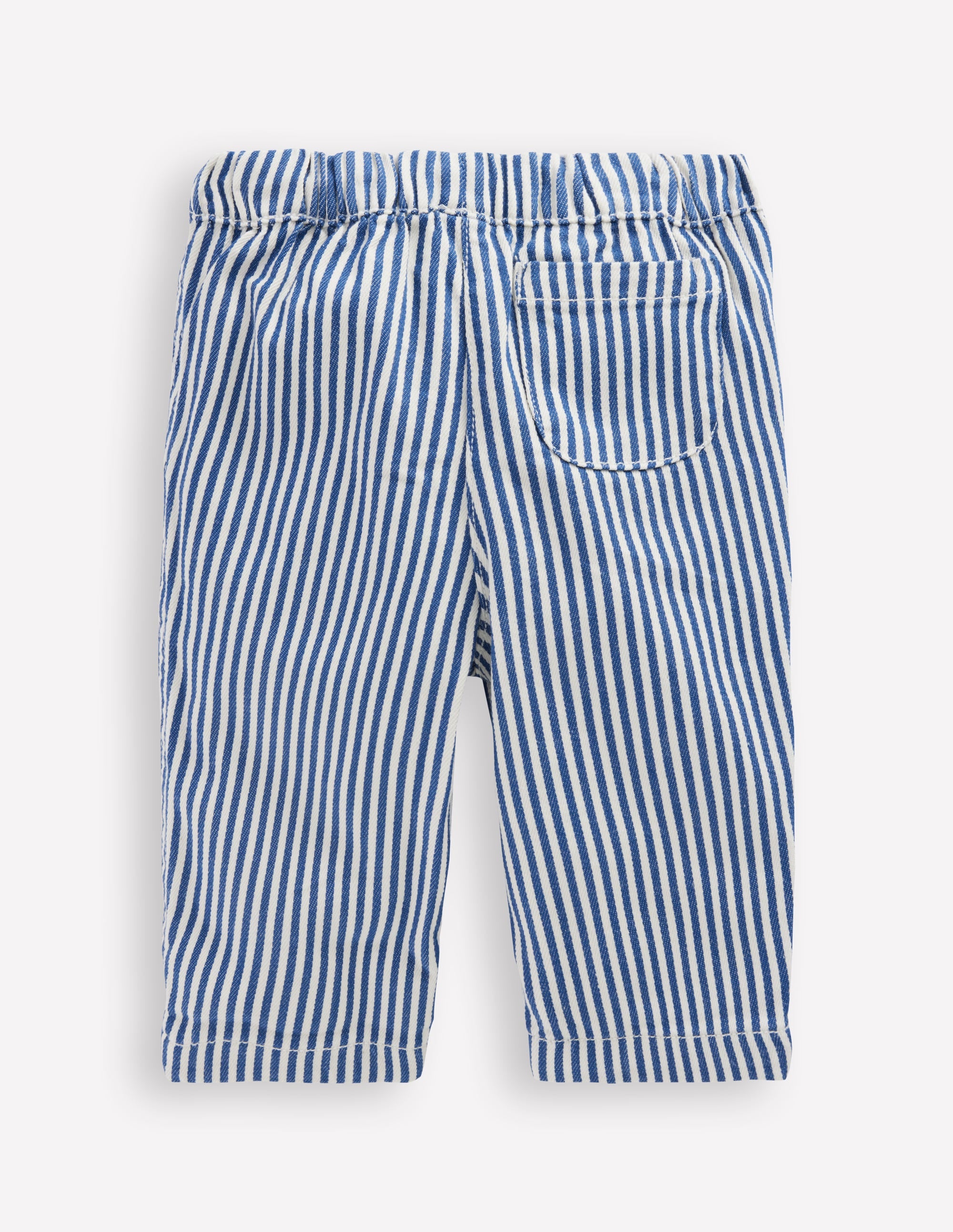 Cotton Pull-on Trousers-Blue and Ivory Stripe - Image 2