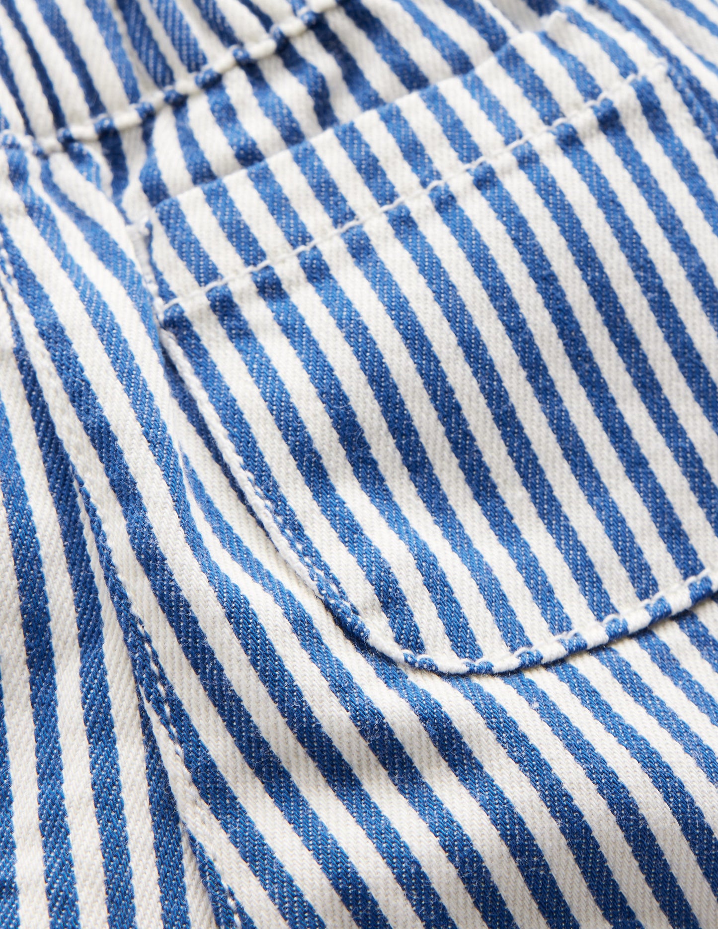 Cotton Pull-on Trousers-Blue and Ivory Stripe