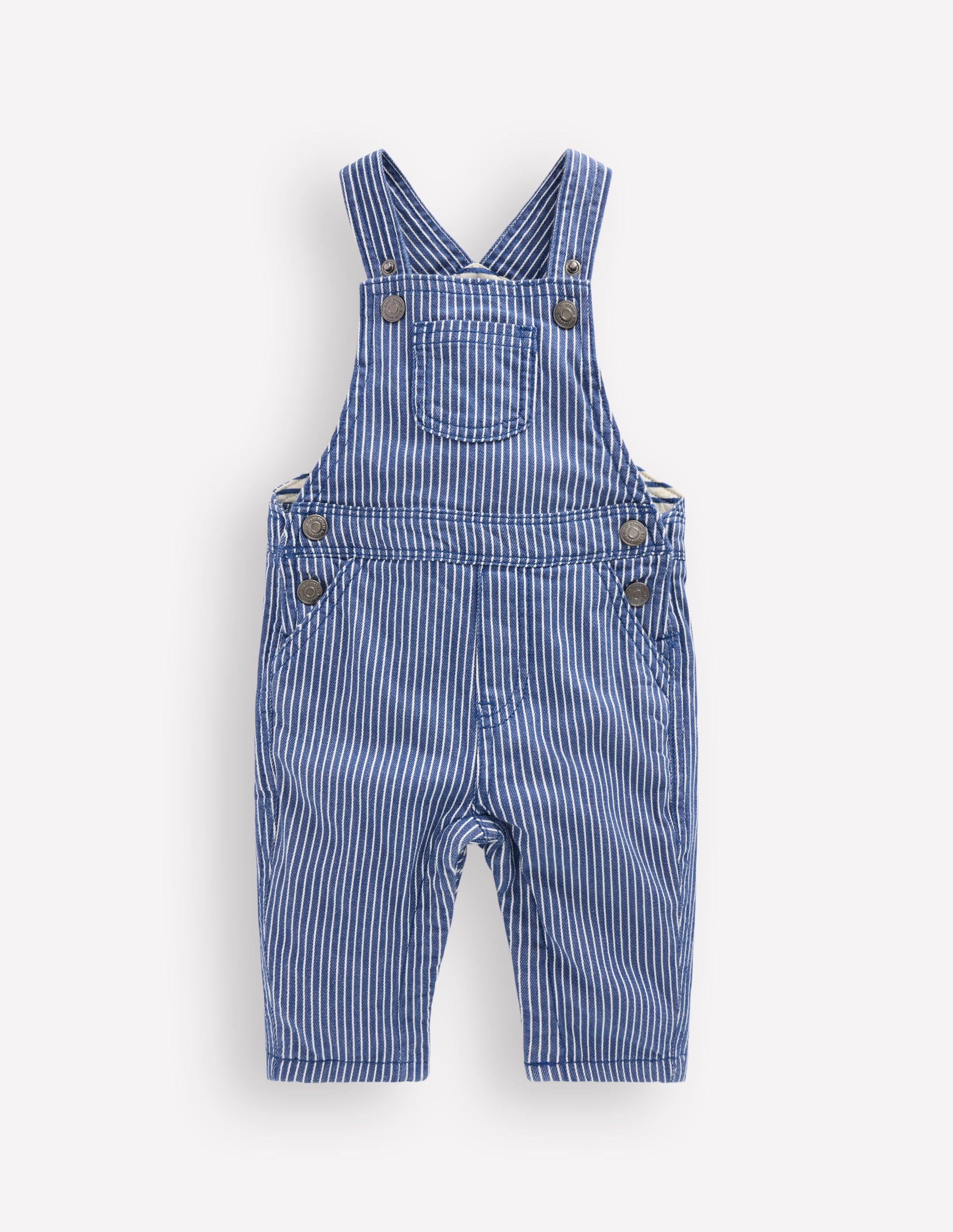 Woven Dungarees-Navy Ticking Stripe - Image 1