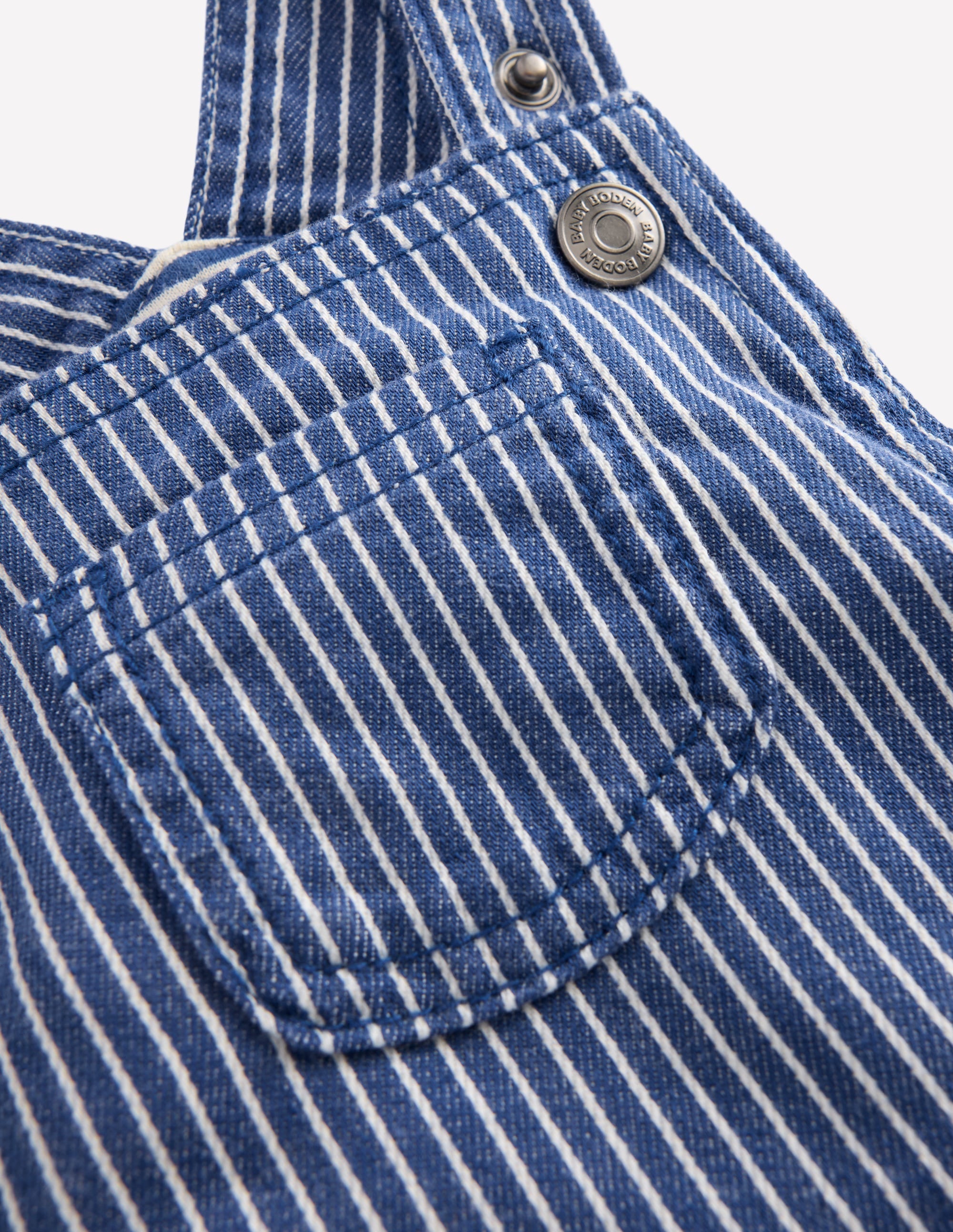 Woven Dungarees-Navy Ticking Stripe - Image 3