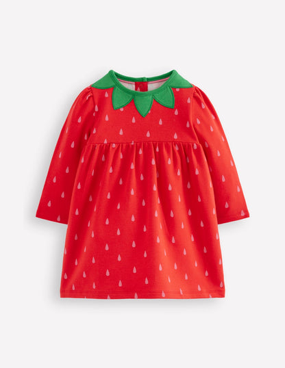 Novelty Sweatshirt Dress-Strawberry Tart Red-1