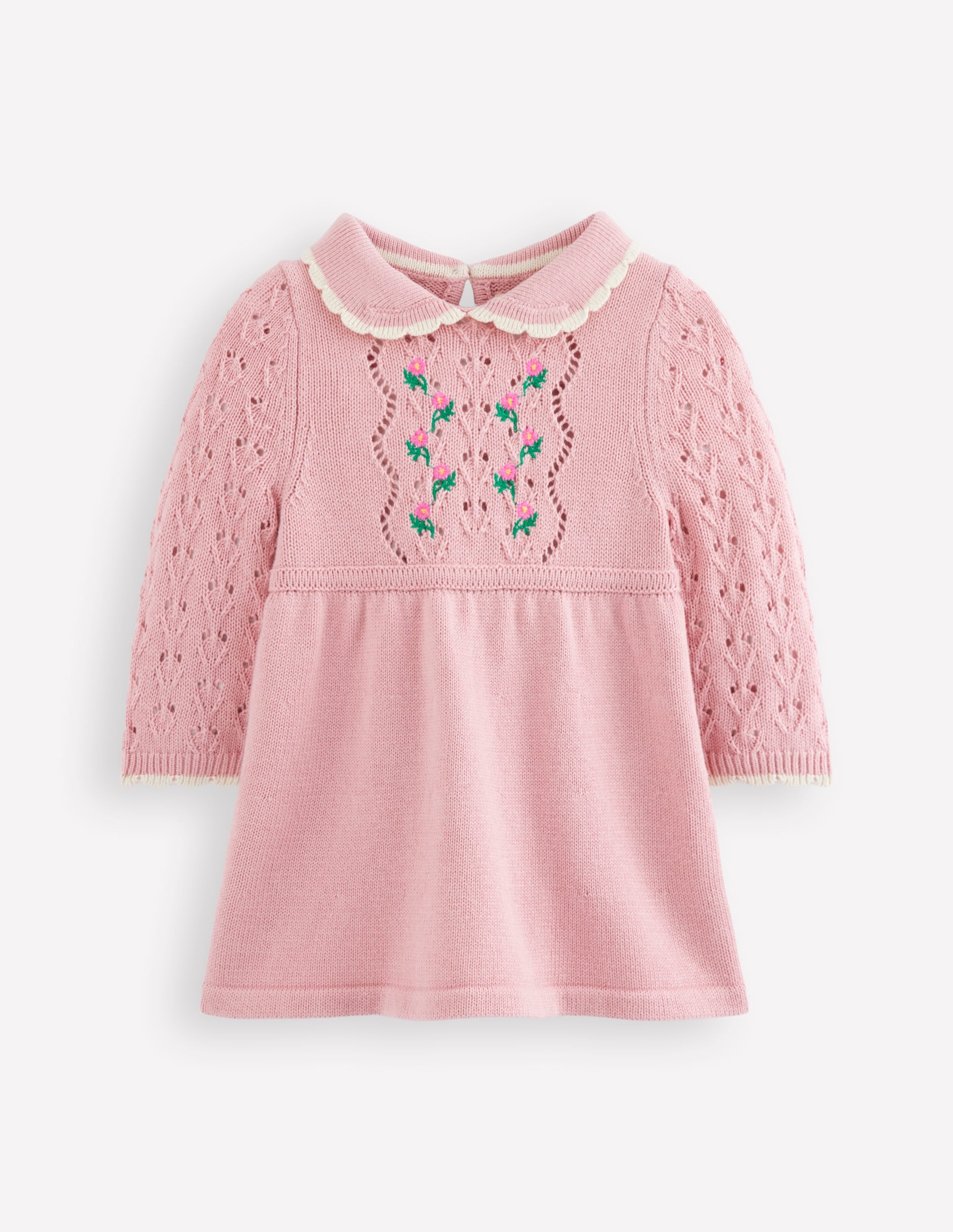 Pointelle Knitted Dress-Vintage Pink - Image 1