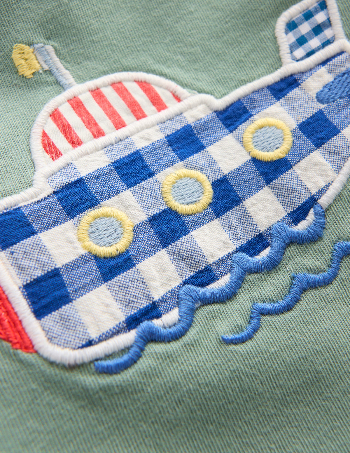 Jersey and Woven Play Set-Green Submarine/Blue Gingham - Image 3
