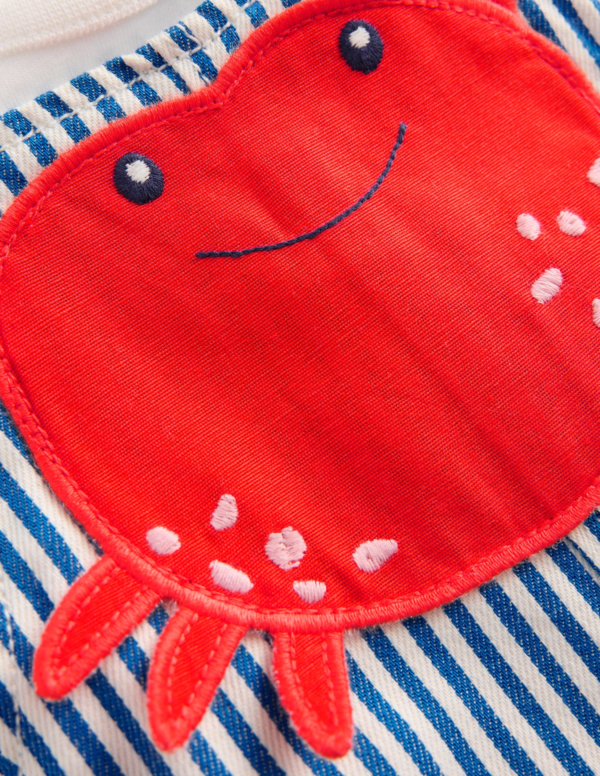Novelty Woven Dungarees Set-Blue Stripe Crab-3