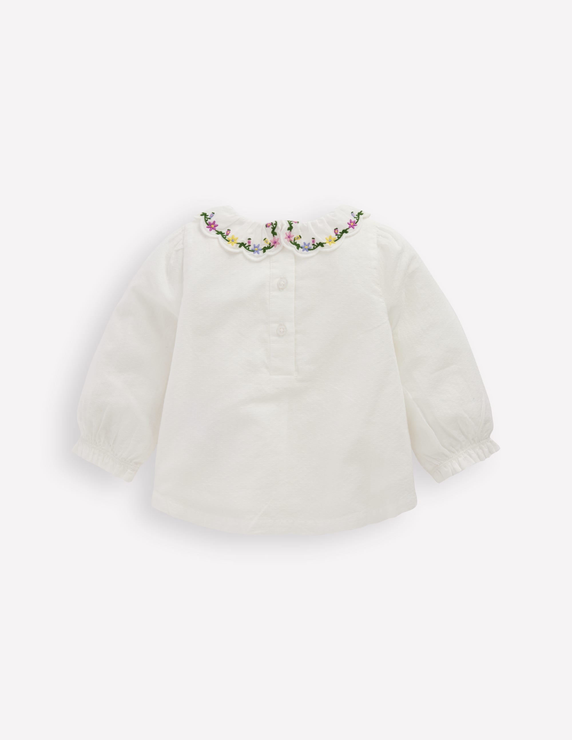 Embroidered Collar Woven Top-Soft Ivory Embroidery - Image 2